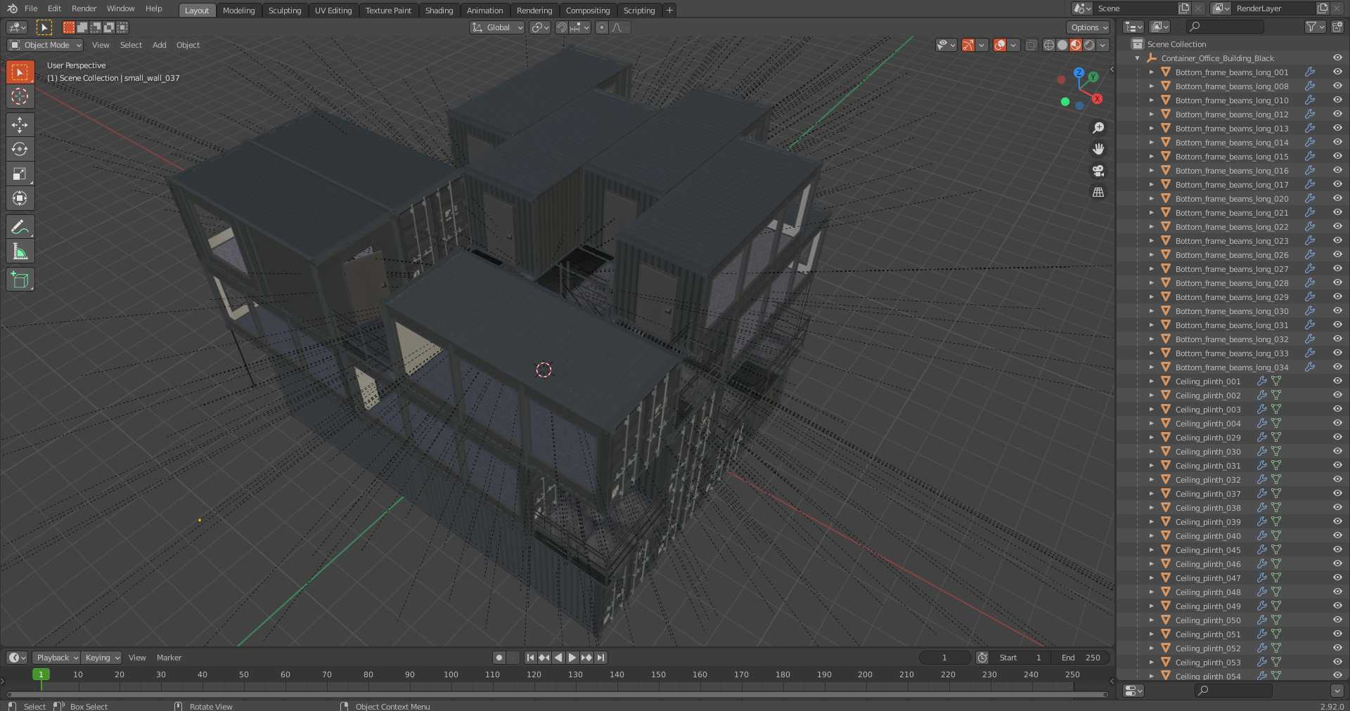 3D Container Office Building Black