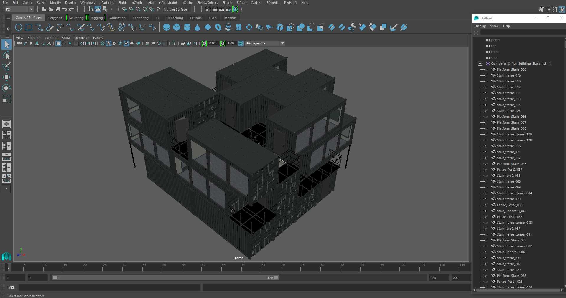3D Container Office Building Black