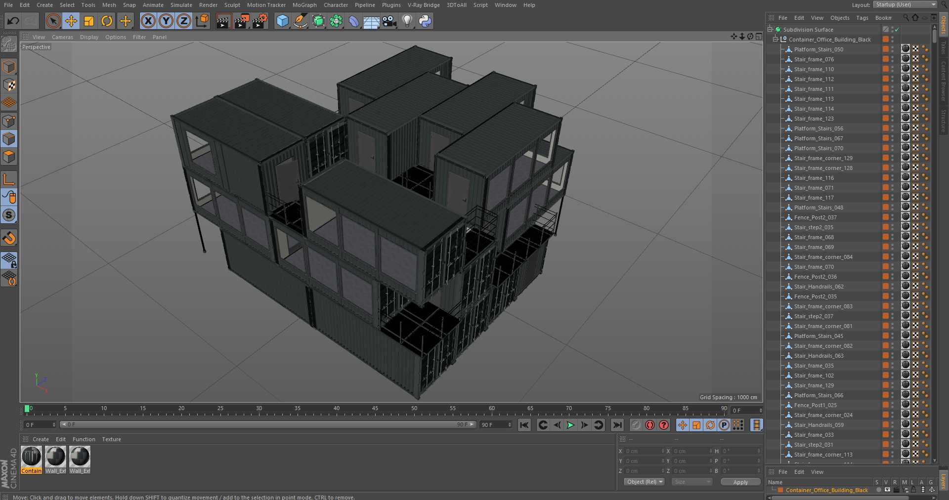 3D Container Office Building Black