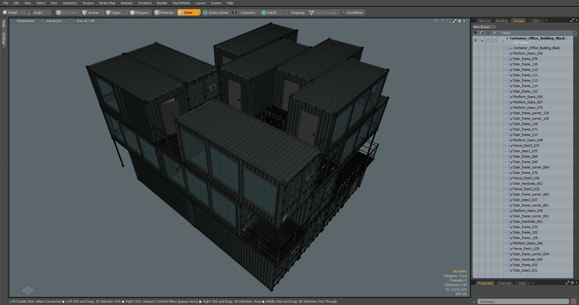 3D Container Office Building Black