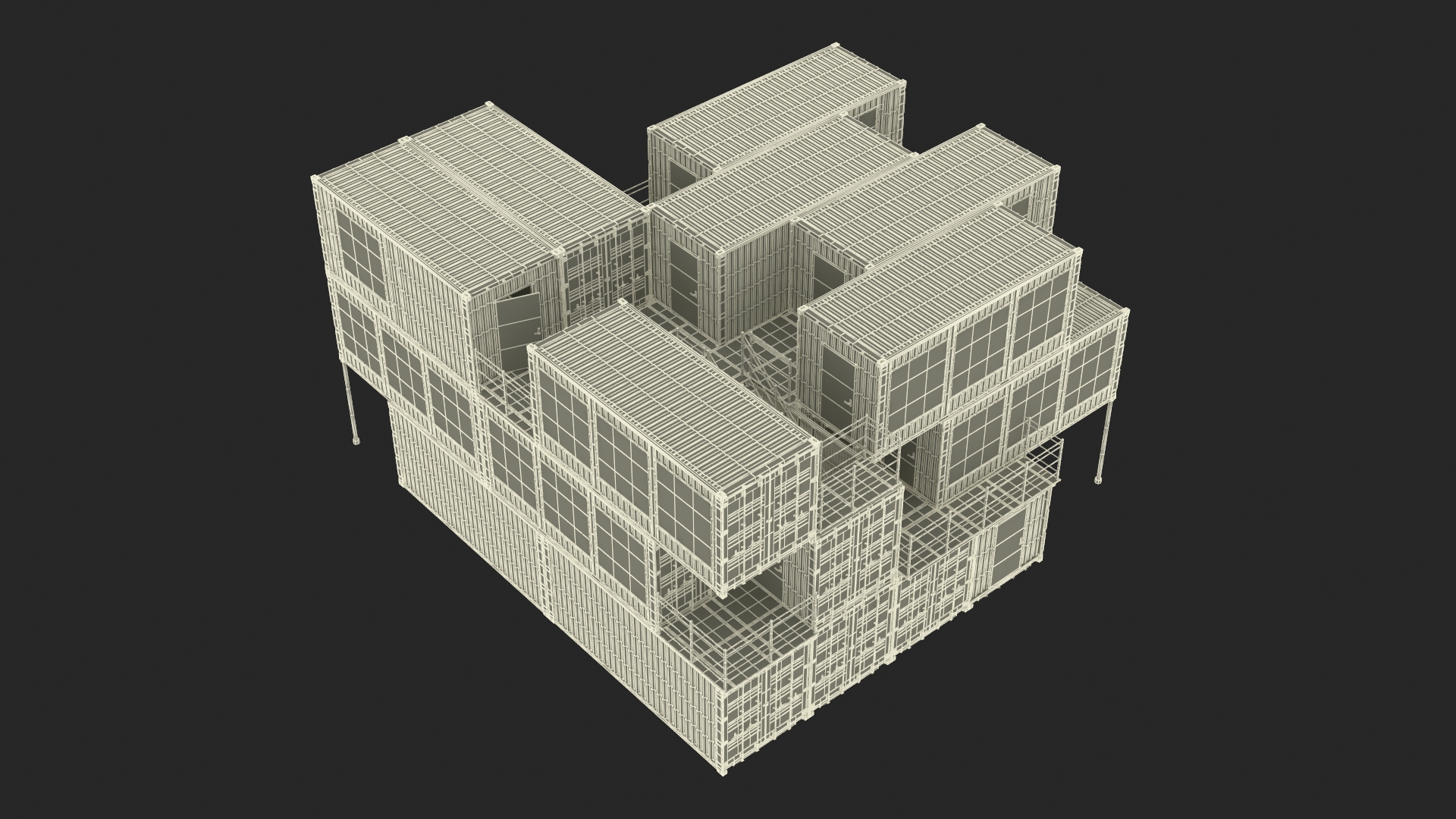 3D Container Office Building Black