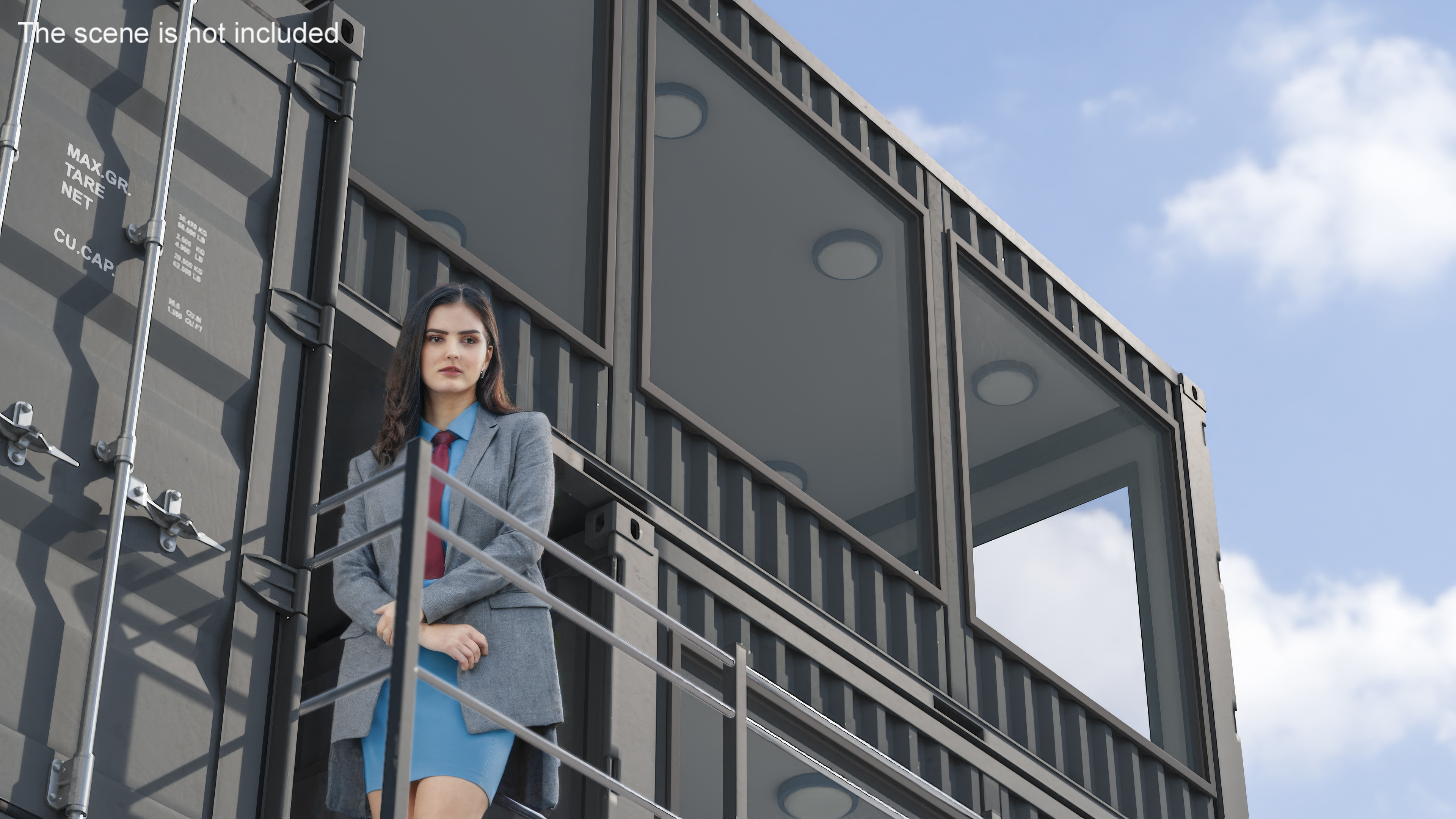 3D Container Office Building Black