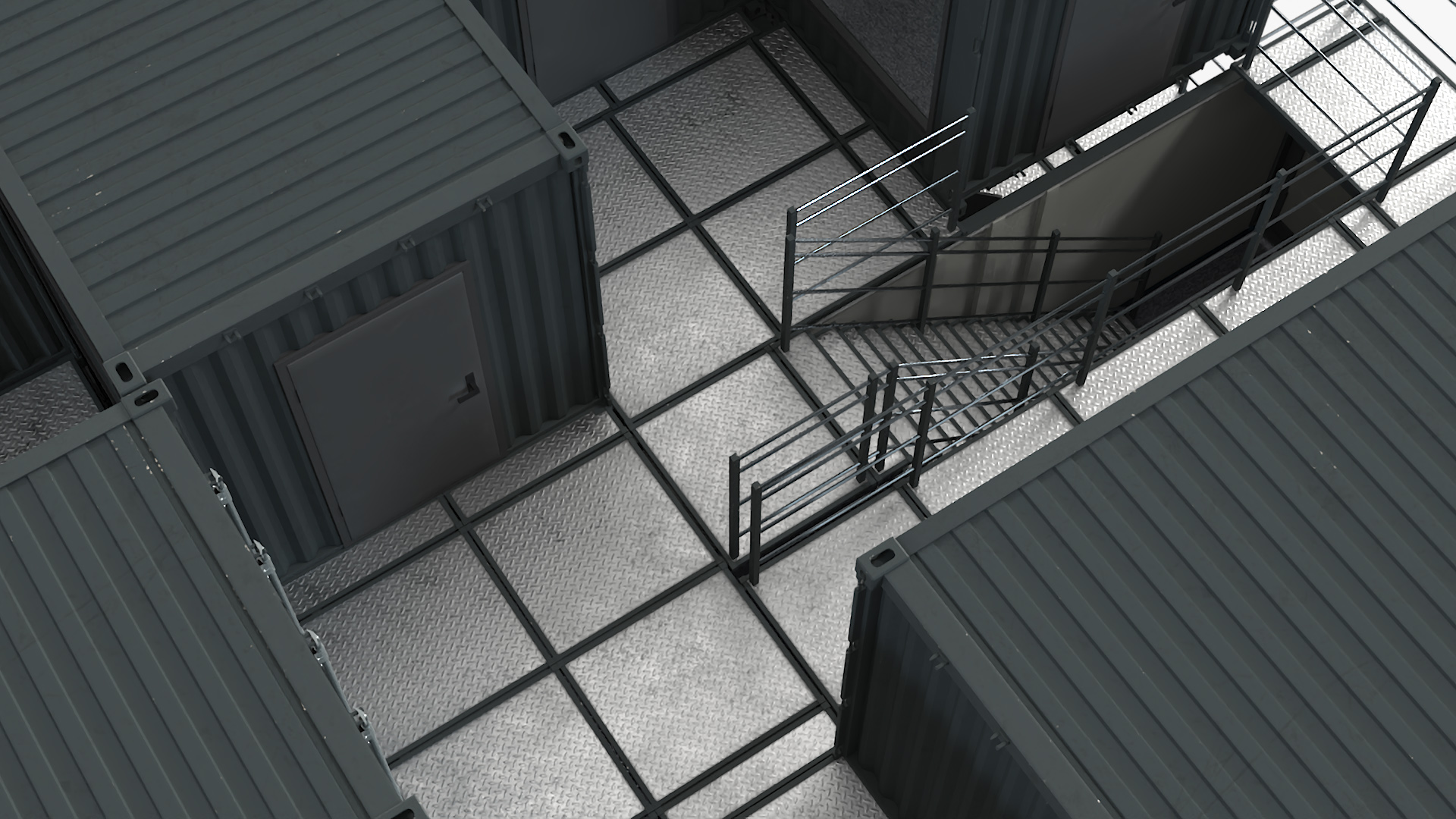 3D Container Office Building Black