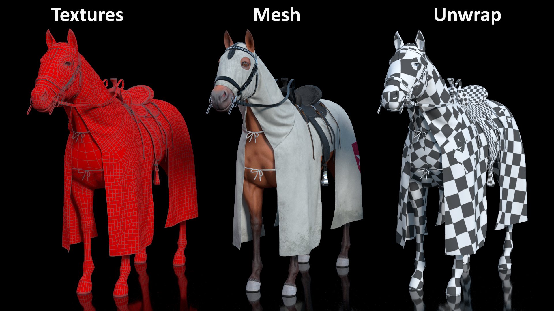 Crusader Horse Armor Dirt Fur 3D model