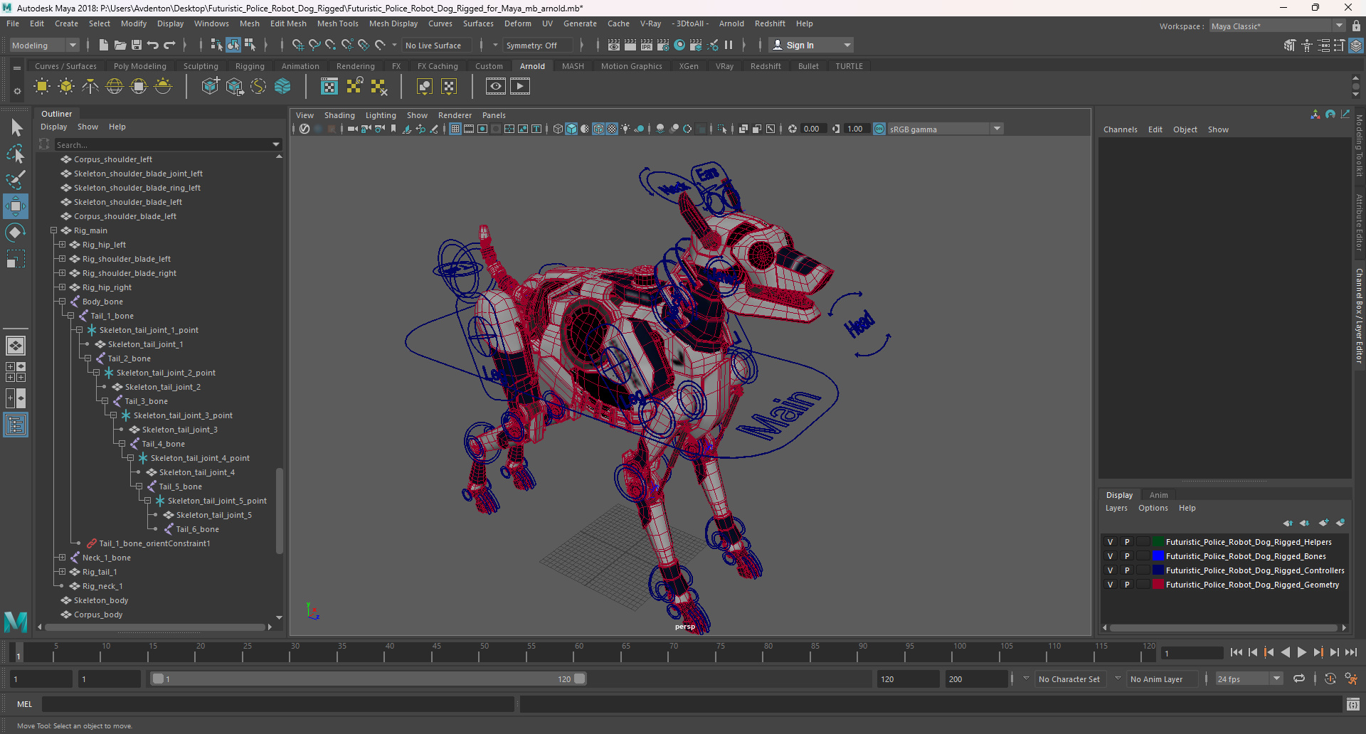 3D Futuristic Police Robot Dog Rigged for Maya model