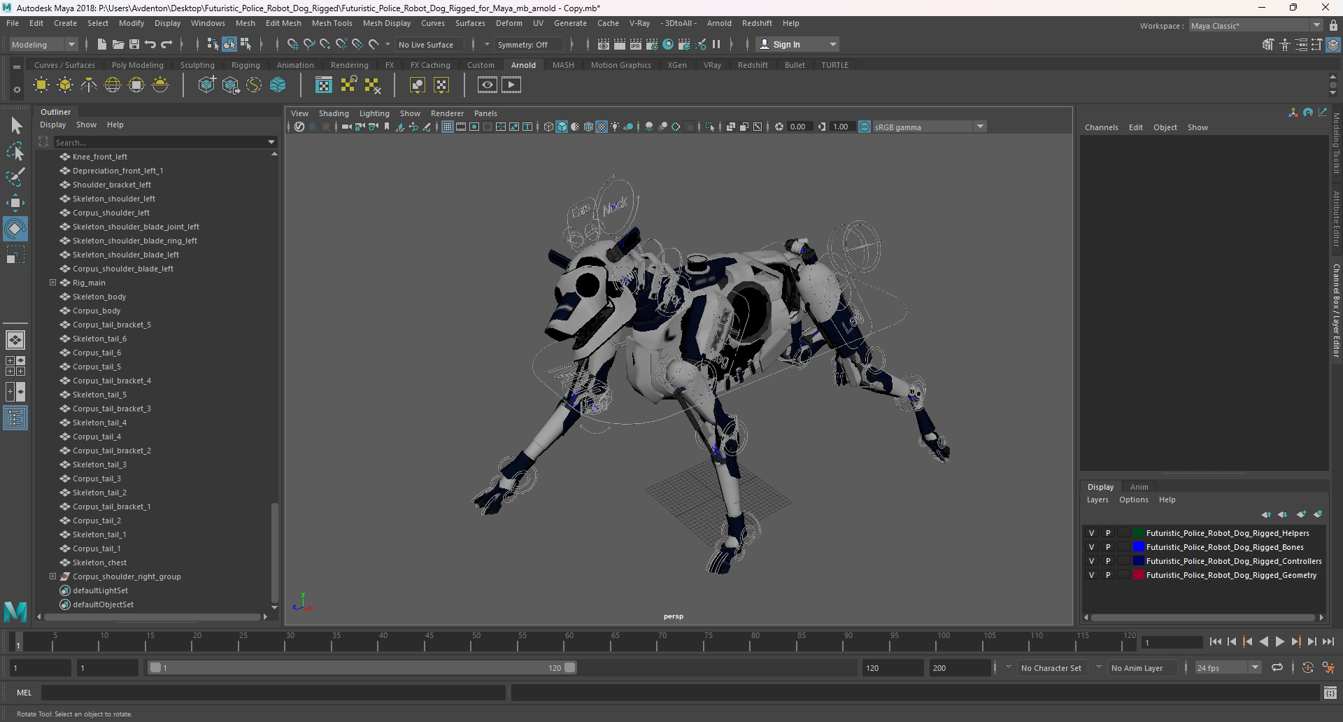 3D Futuristic Police Robot Dog Rigged for Maya model