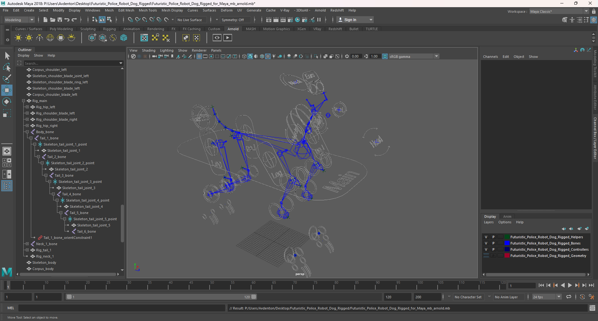 3D Futuristic Police Robot Dog Rigged for Maya model