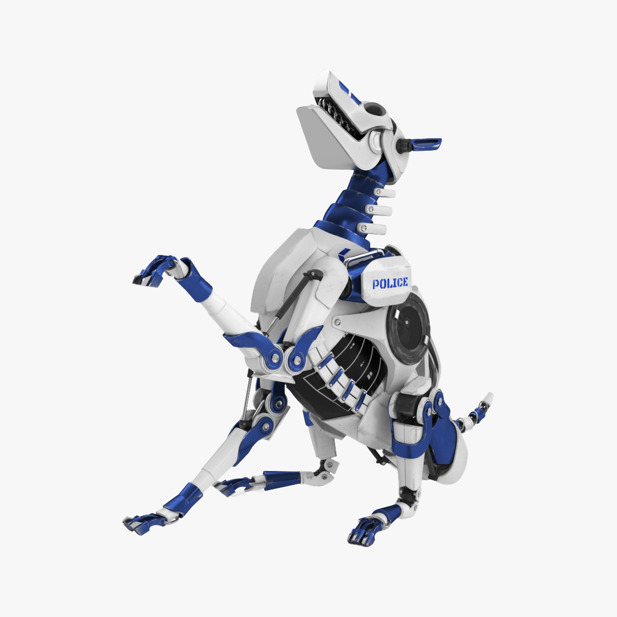 3D Futuristic Police Robot Dog Rigged for Maya model