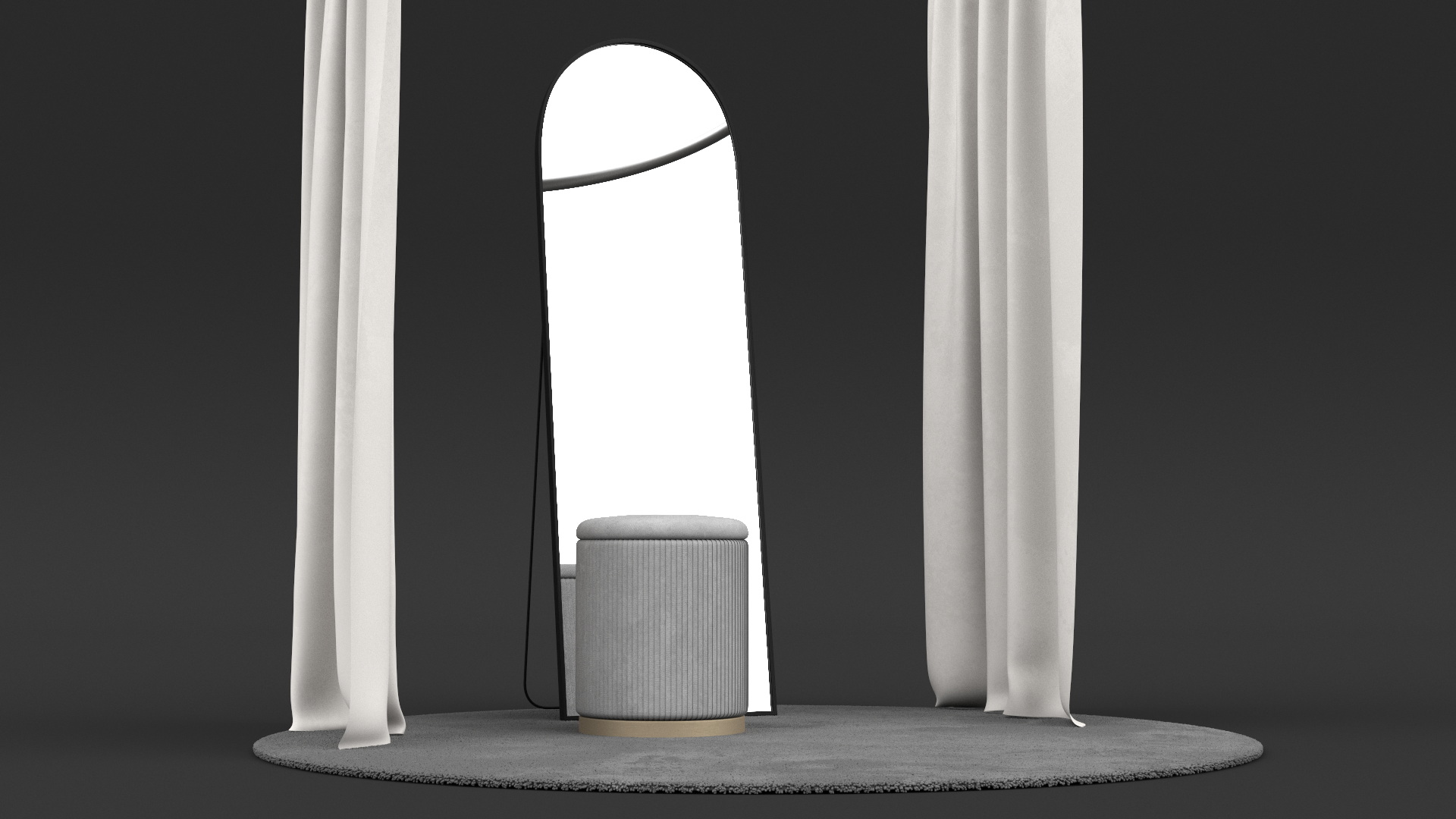 Open Fitting Room White Fur 3D