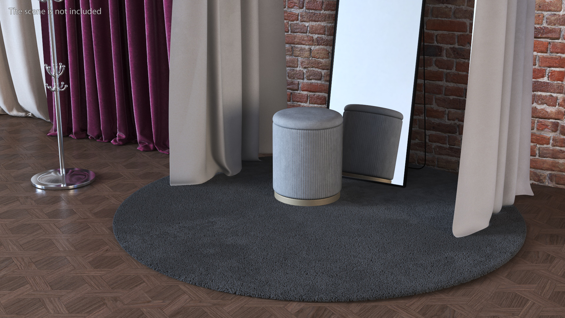 Open Fitting Room White Fur 3D