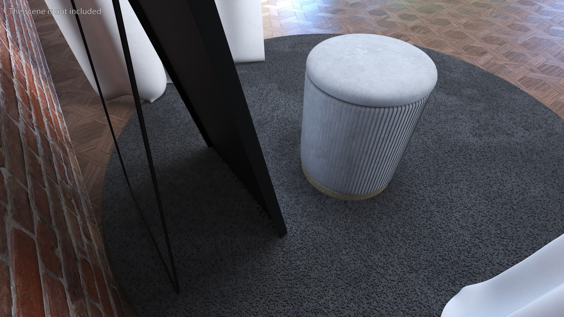 Open Fitting Room White Fur 3D