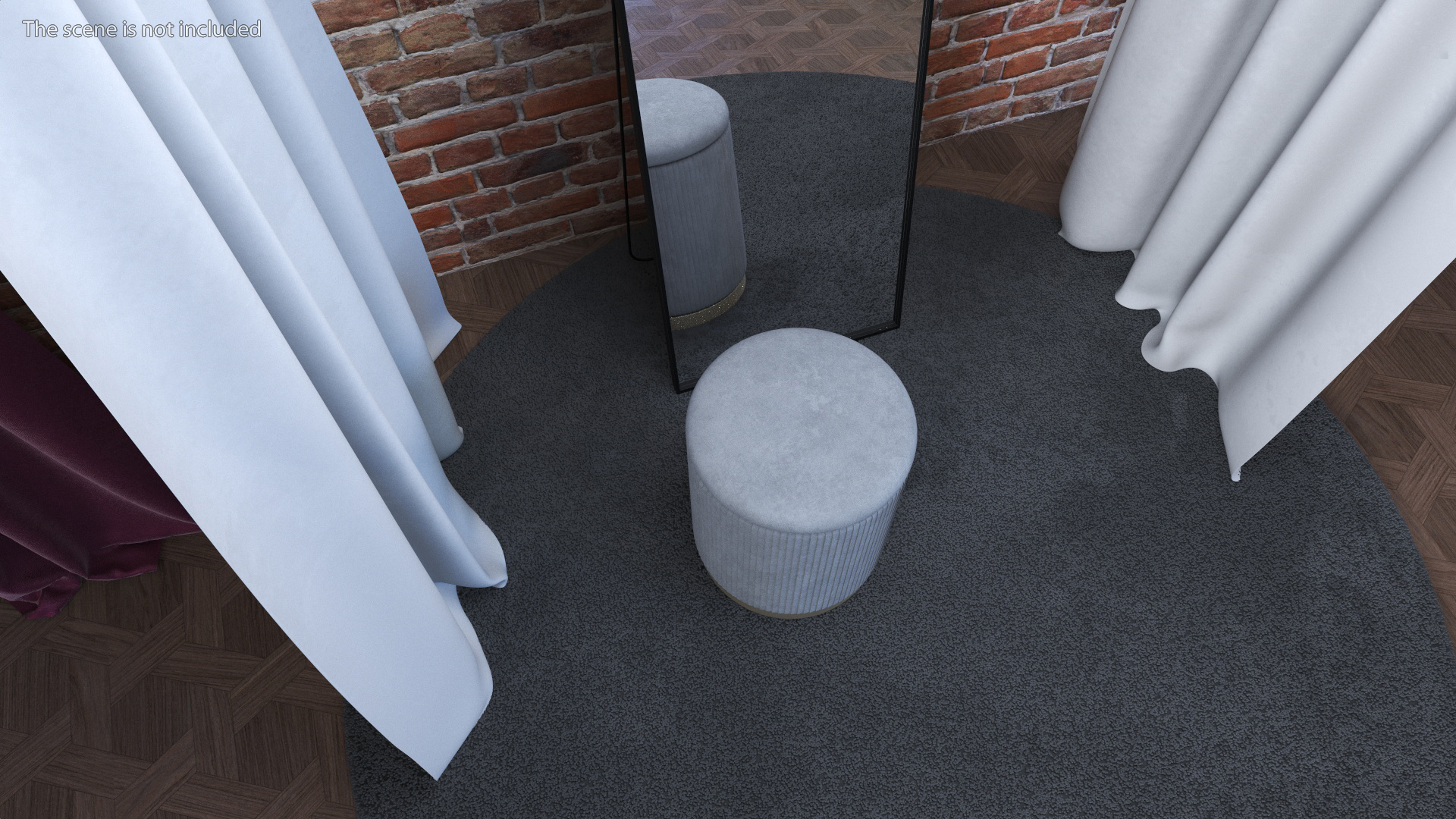 Open Fitting Room White Fur 3D