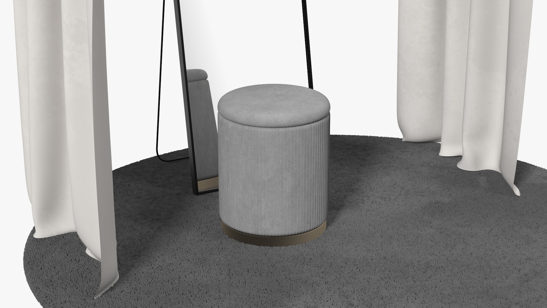 Open Fitting Room White Fur 3D