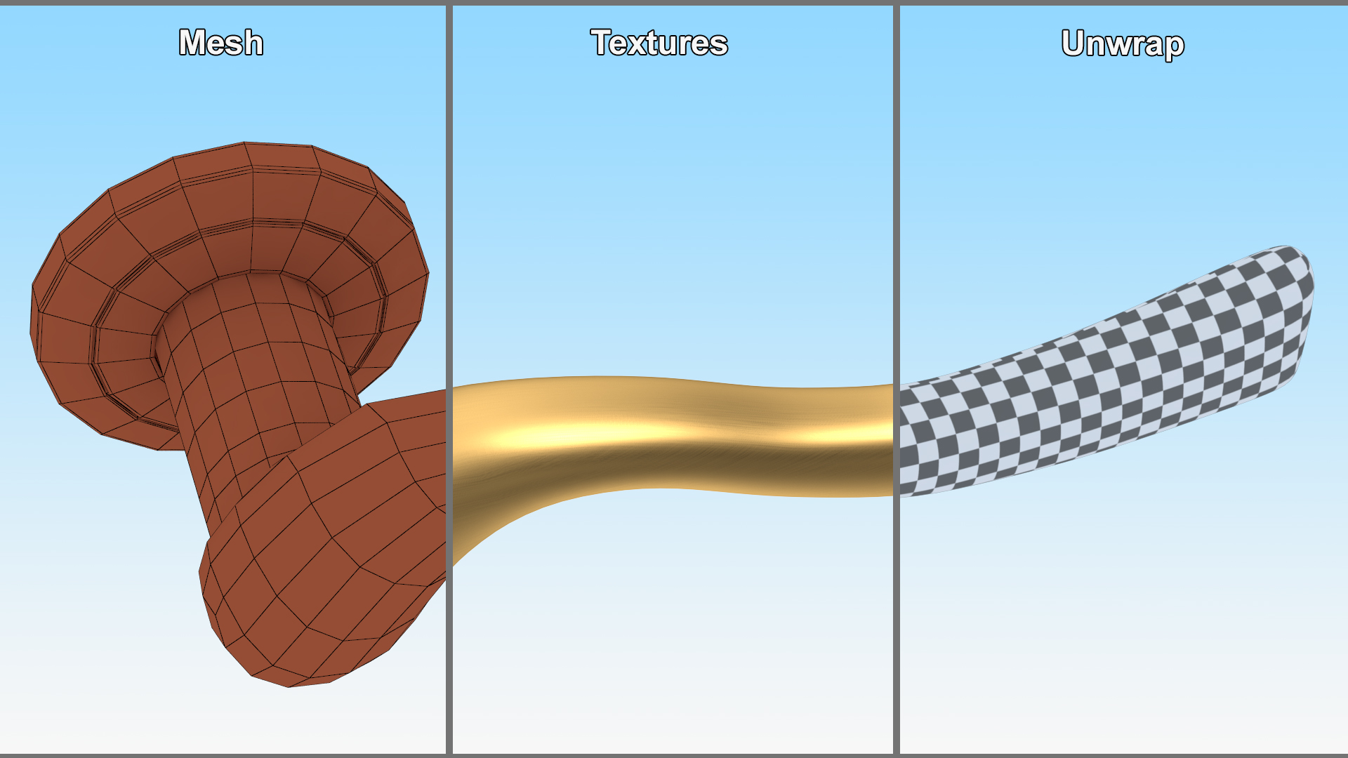 3D Gold Classic Style Door Handles