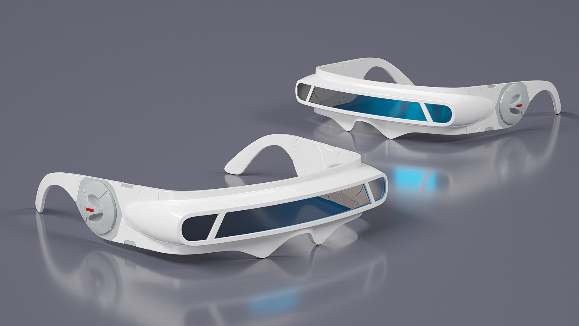 Futuristic Mono Lens Sunglasses White 3D