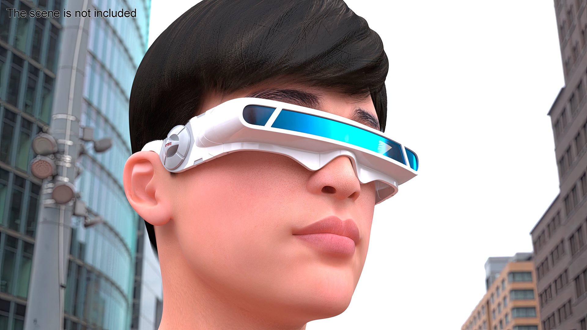 Futuristic Mono Lens Sunglasses White 3D