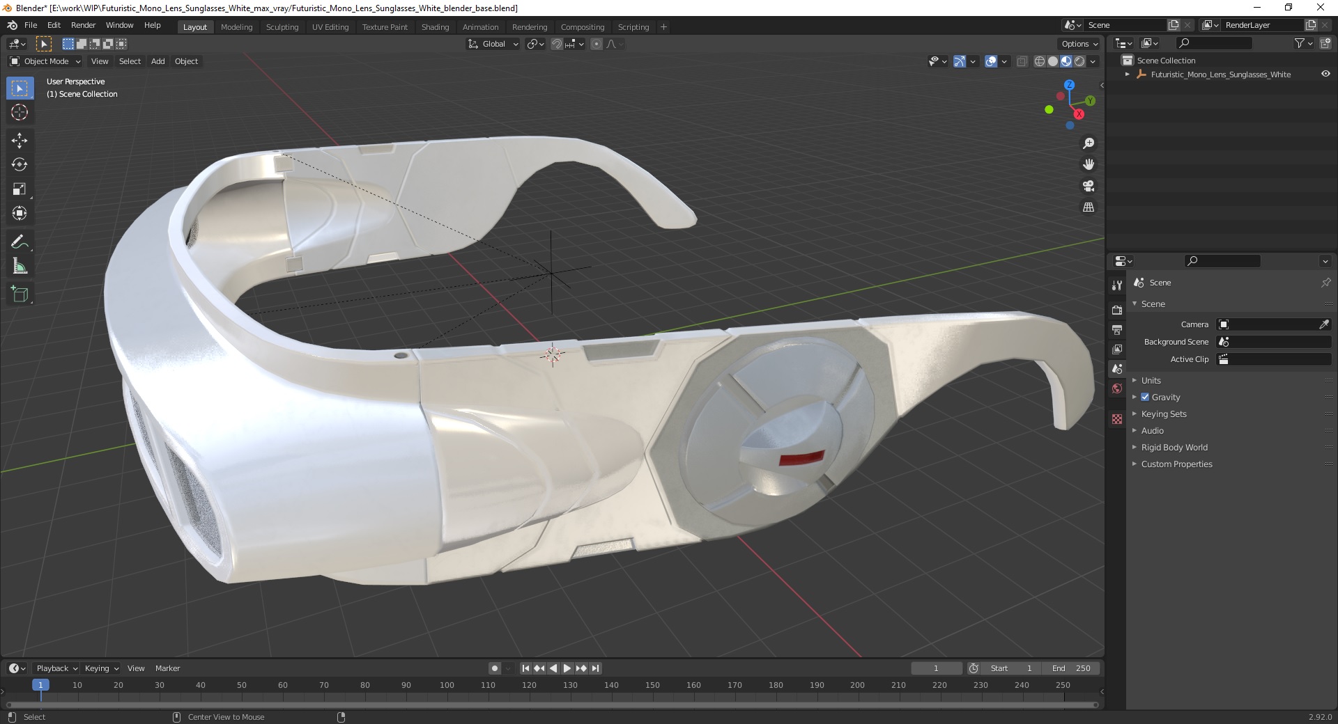 Futuristic Mono Lens Sunglasses White 3D