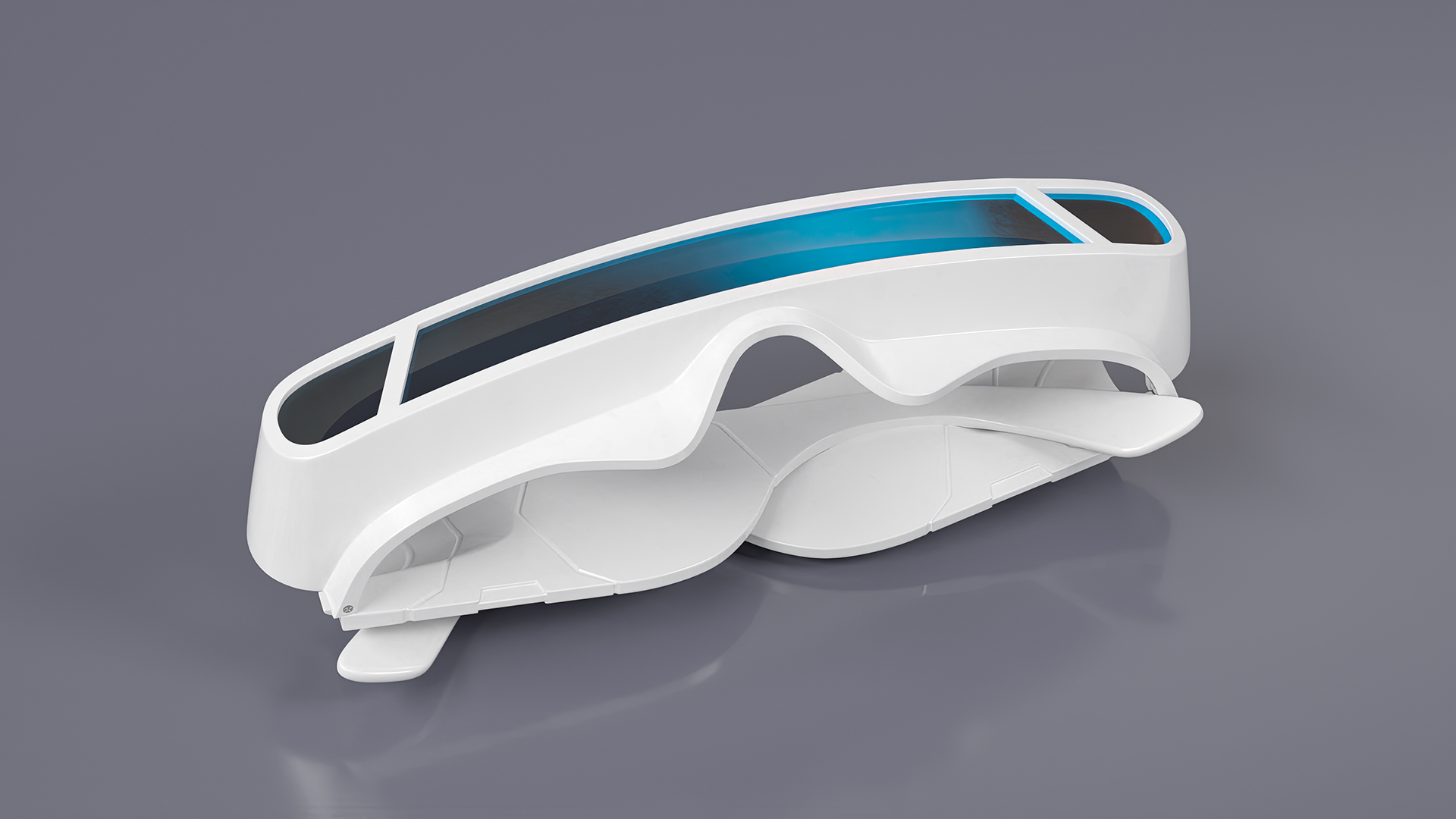 Futuristic Mono Lens Sunglasses White 3D