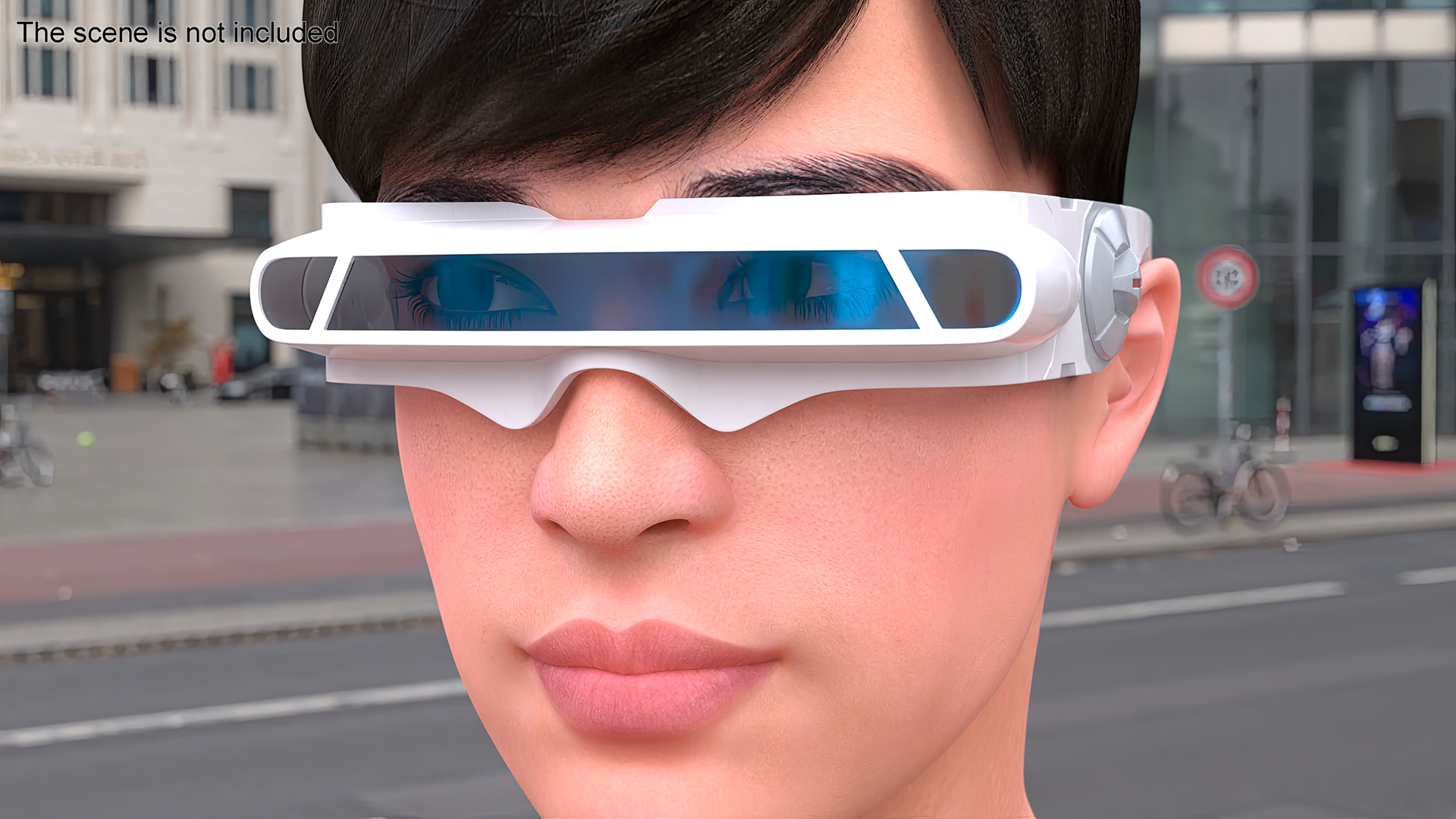 Futuristic Mono Lens Sunglasses White 3D