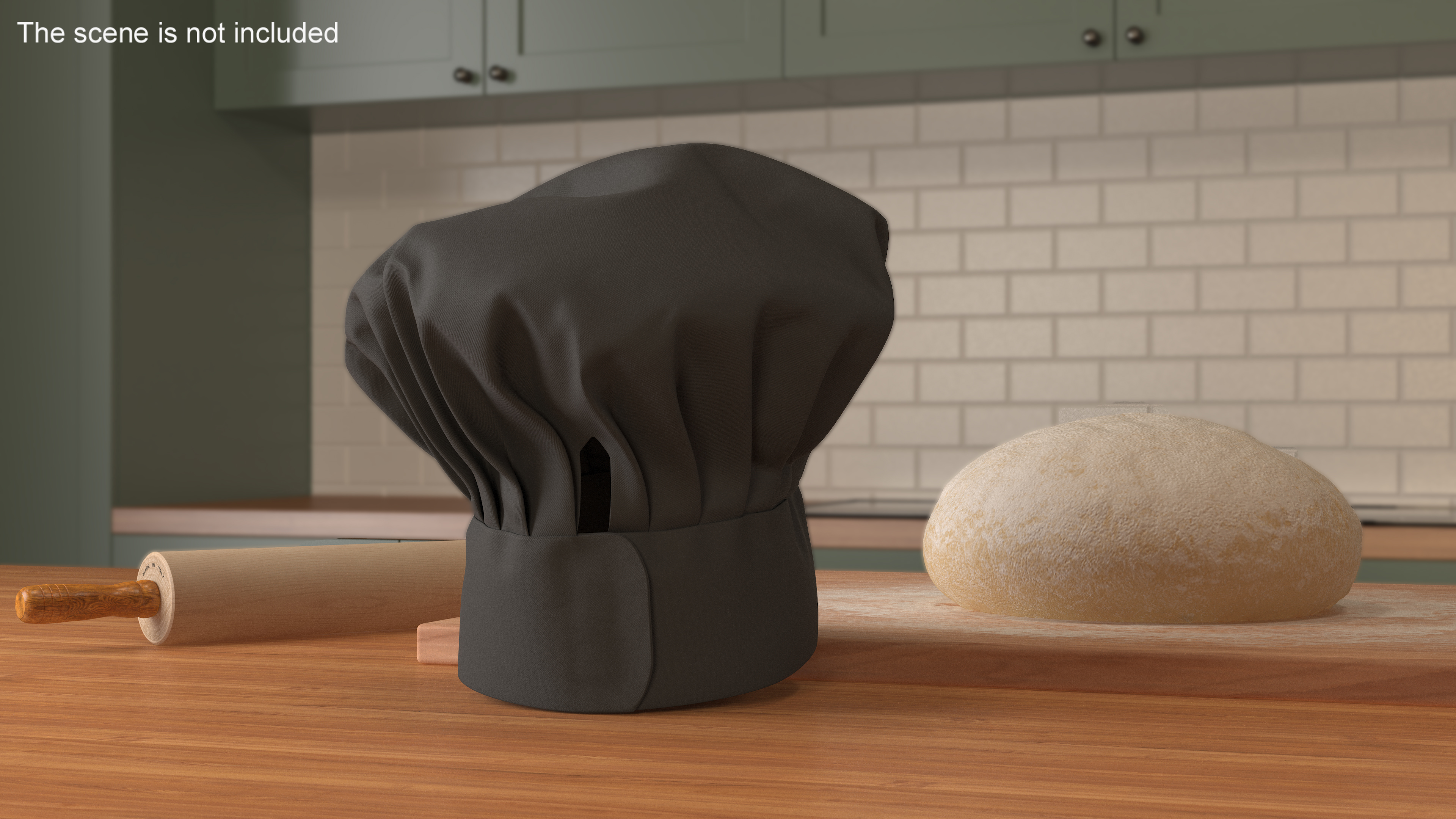 Puffy Chef Hat in Black Color 3D model