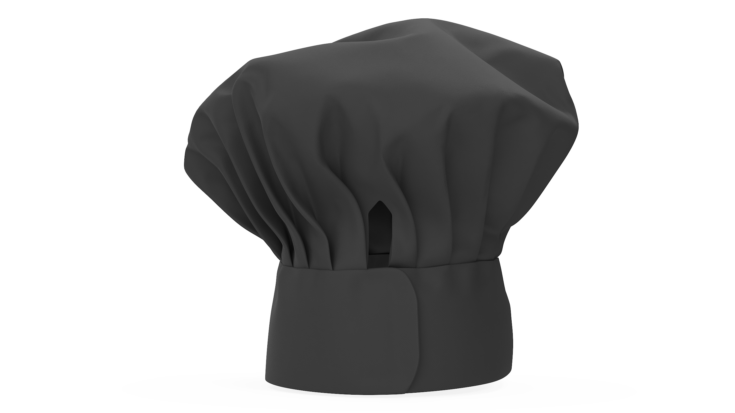 Puffy Chef Hat in Black Color 3D model