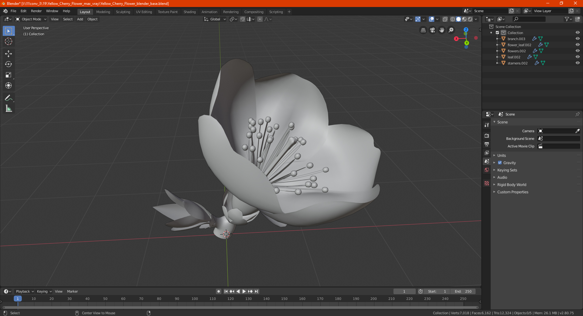 3D model Yellow Cherry Flower
