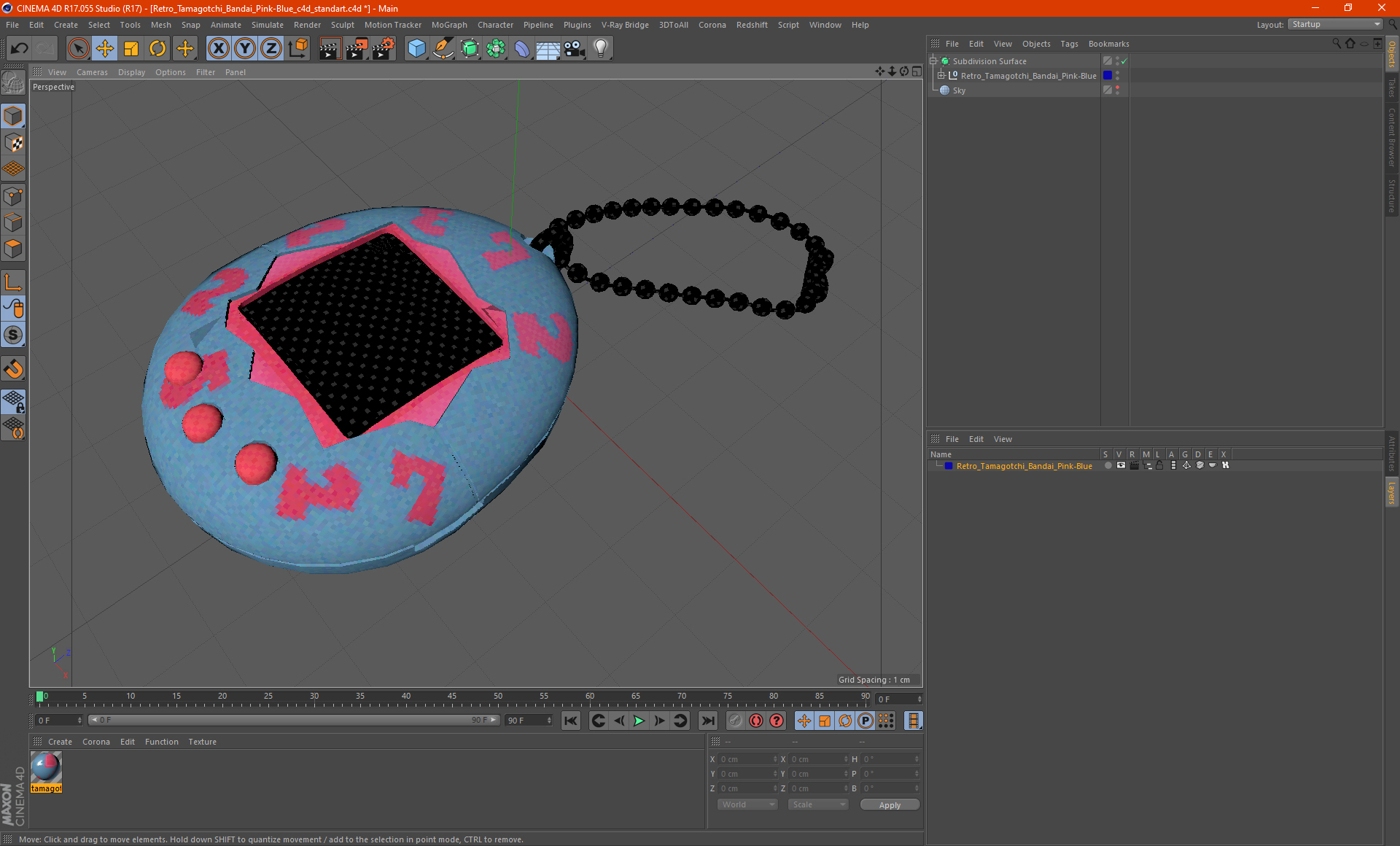 3D Retro Tamagotchi Bandai Pink-Blue model