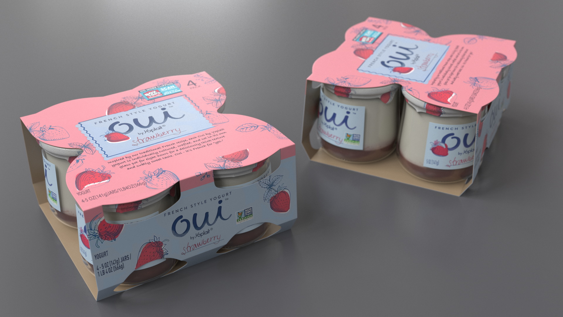 3D French Style Oui Yogurt Packaging model