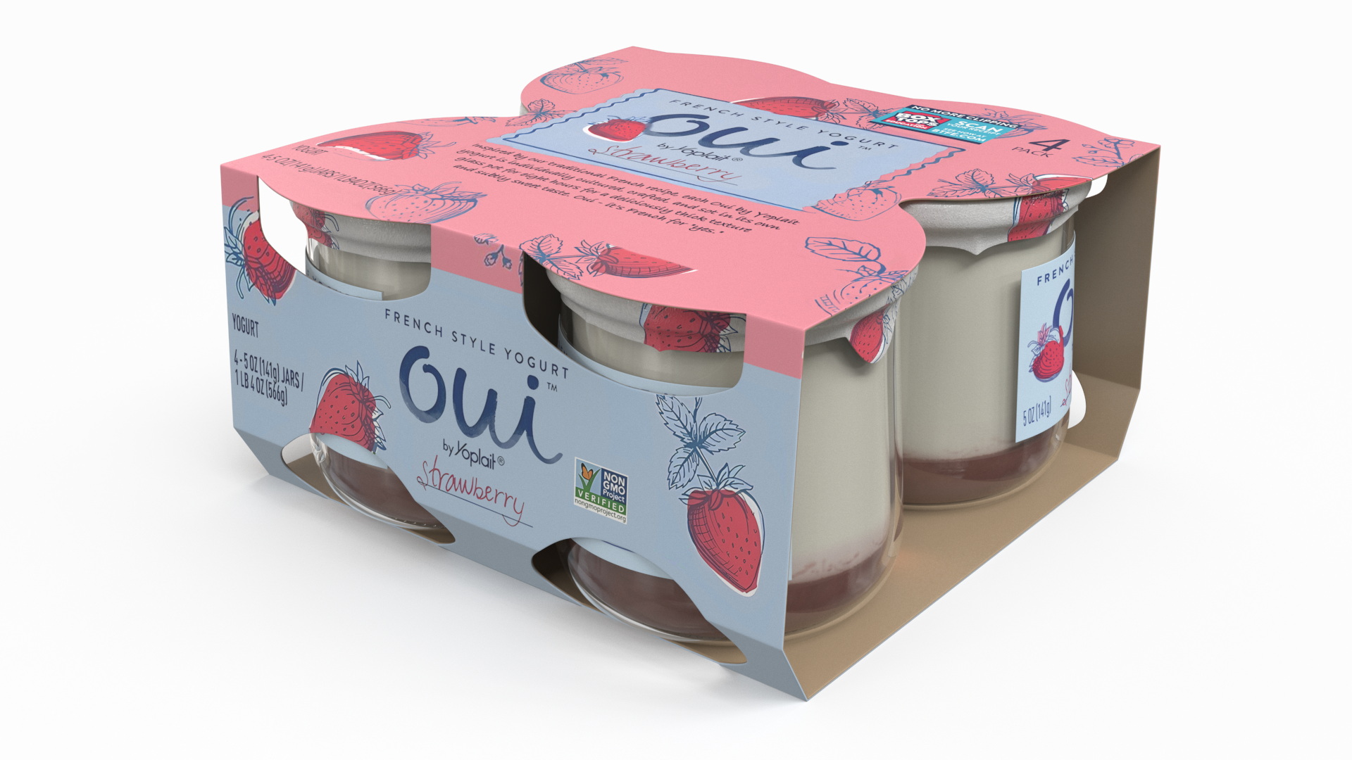 3D French Style Oui Yogurt Packaging model
