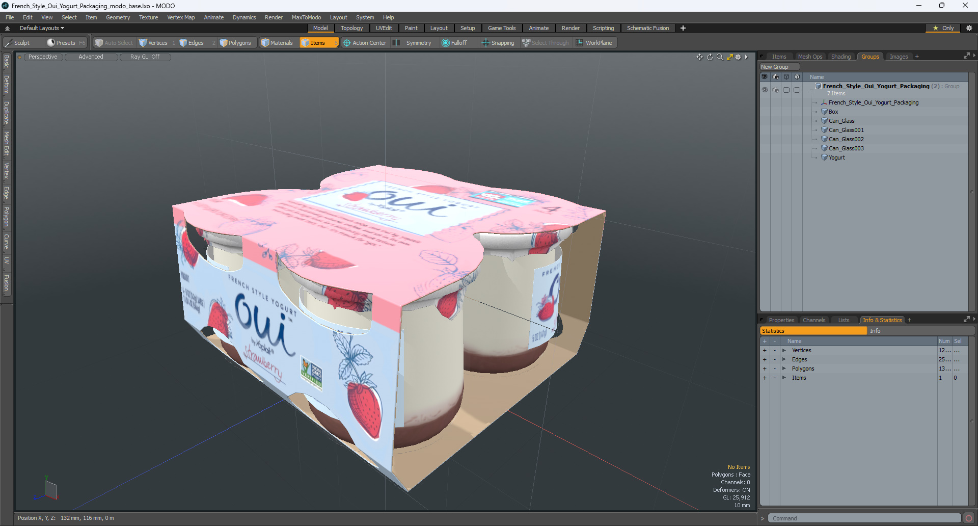 3D French Style Oui Yogurt Packaging model