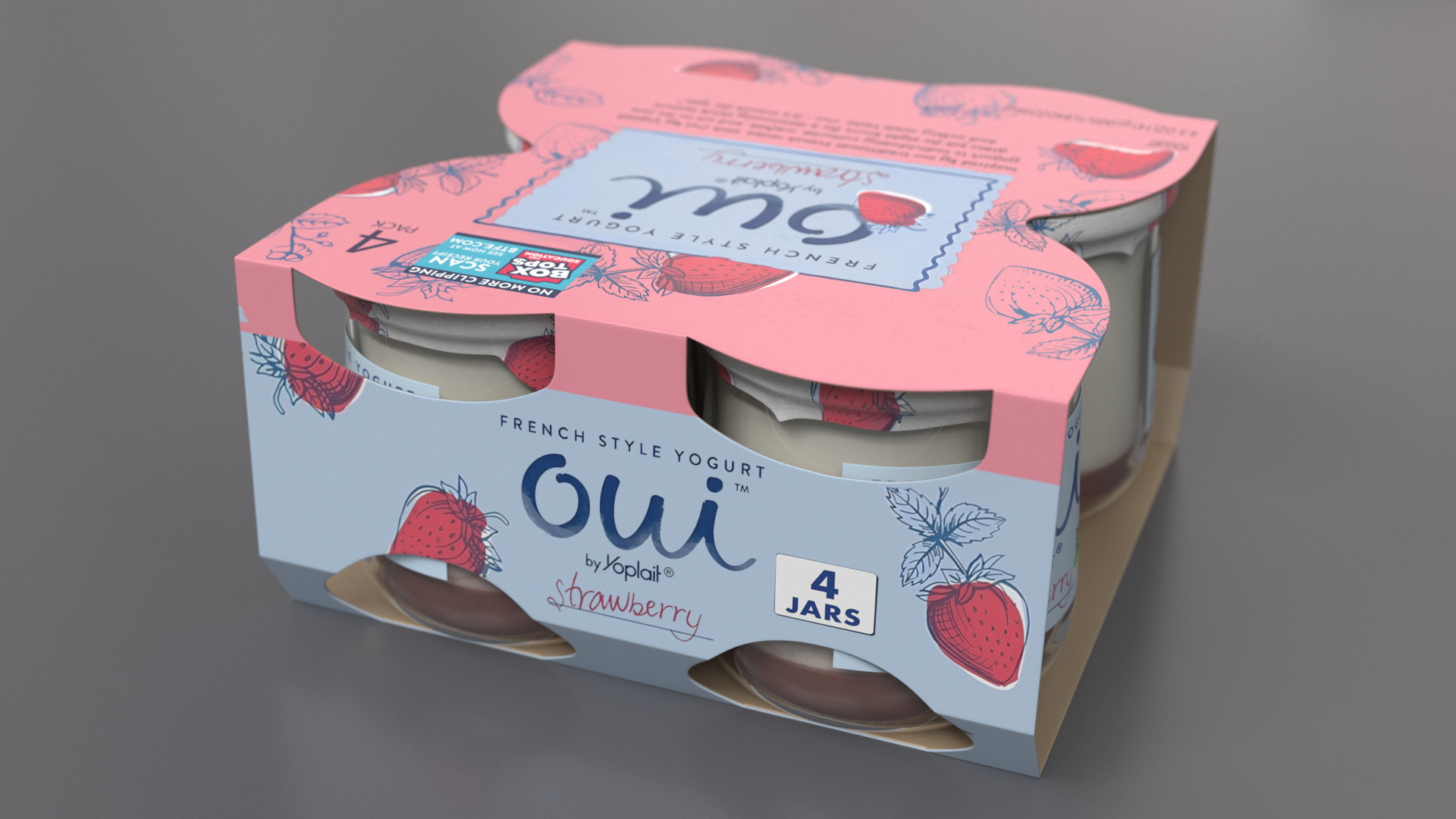 3D French Style Oui Yogurt Packaging model