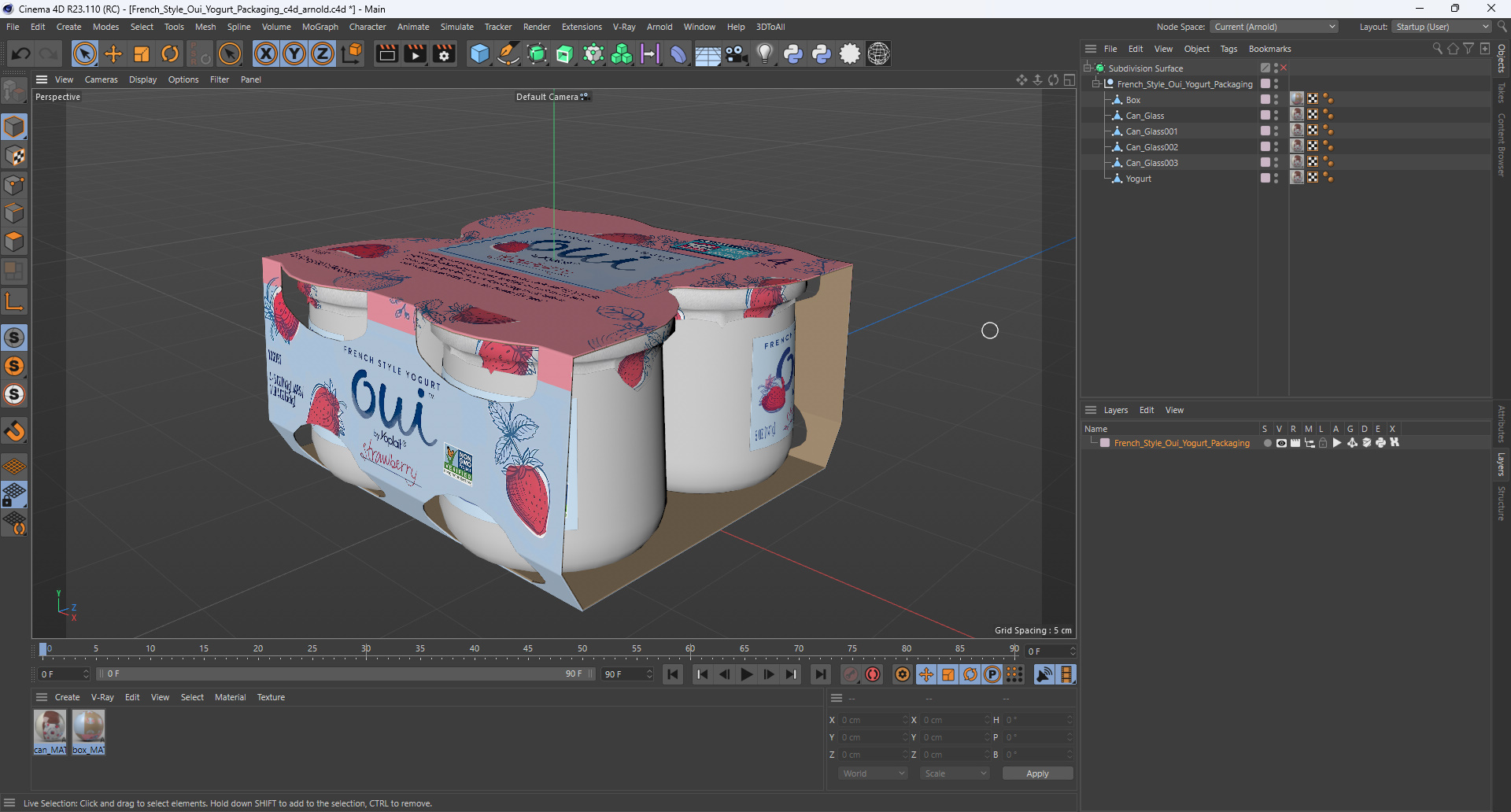 3D French Style Oui Yogurt Packaging model