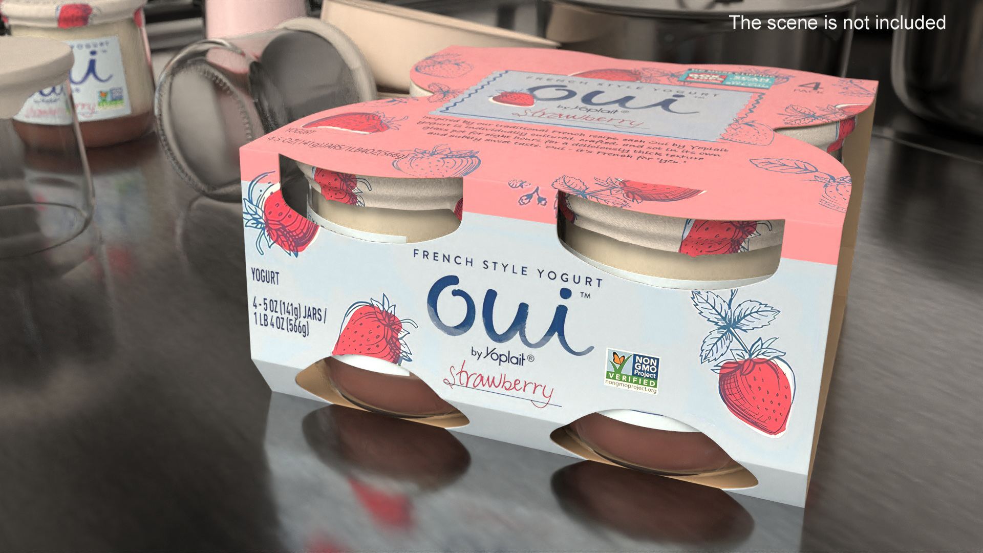 3D French Style Oui Yogurt Packaging model