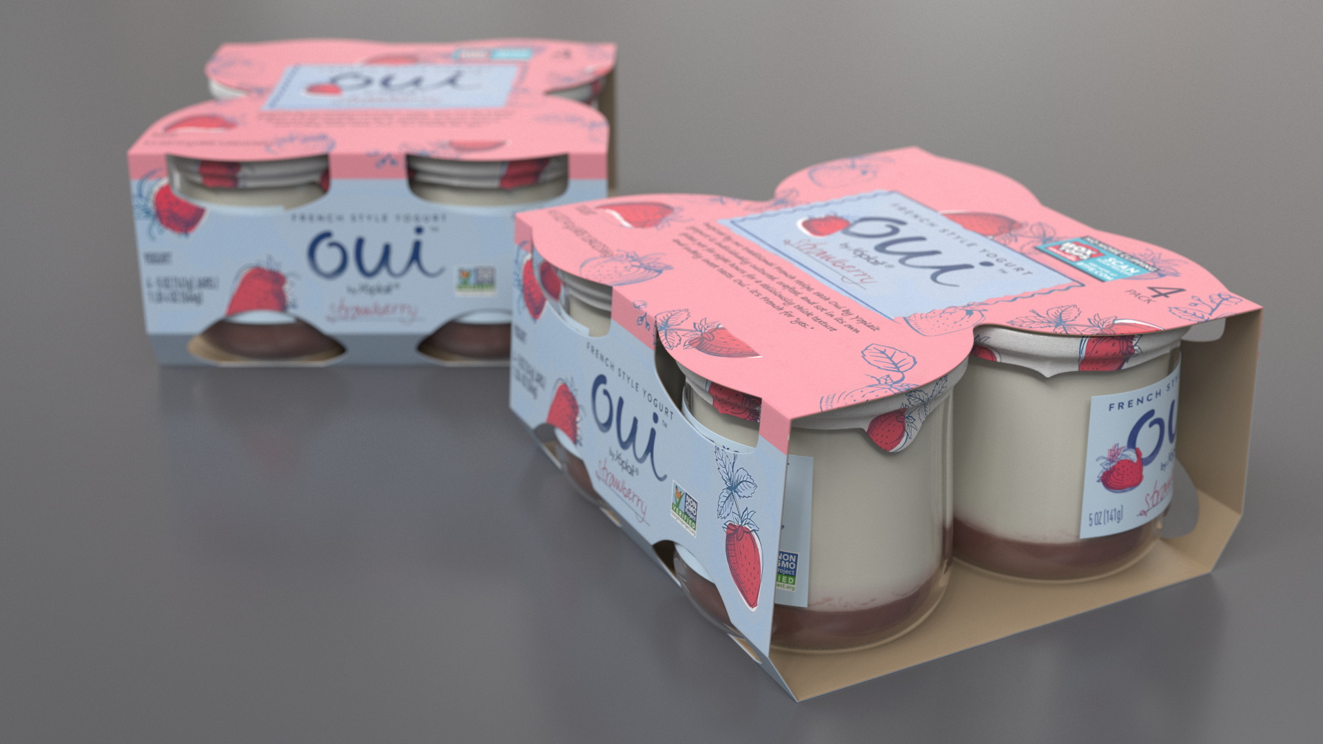 3D French Style Oui Yogurt Packaging model