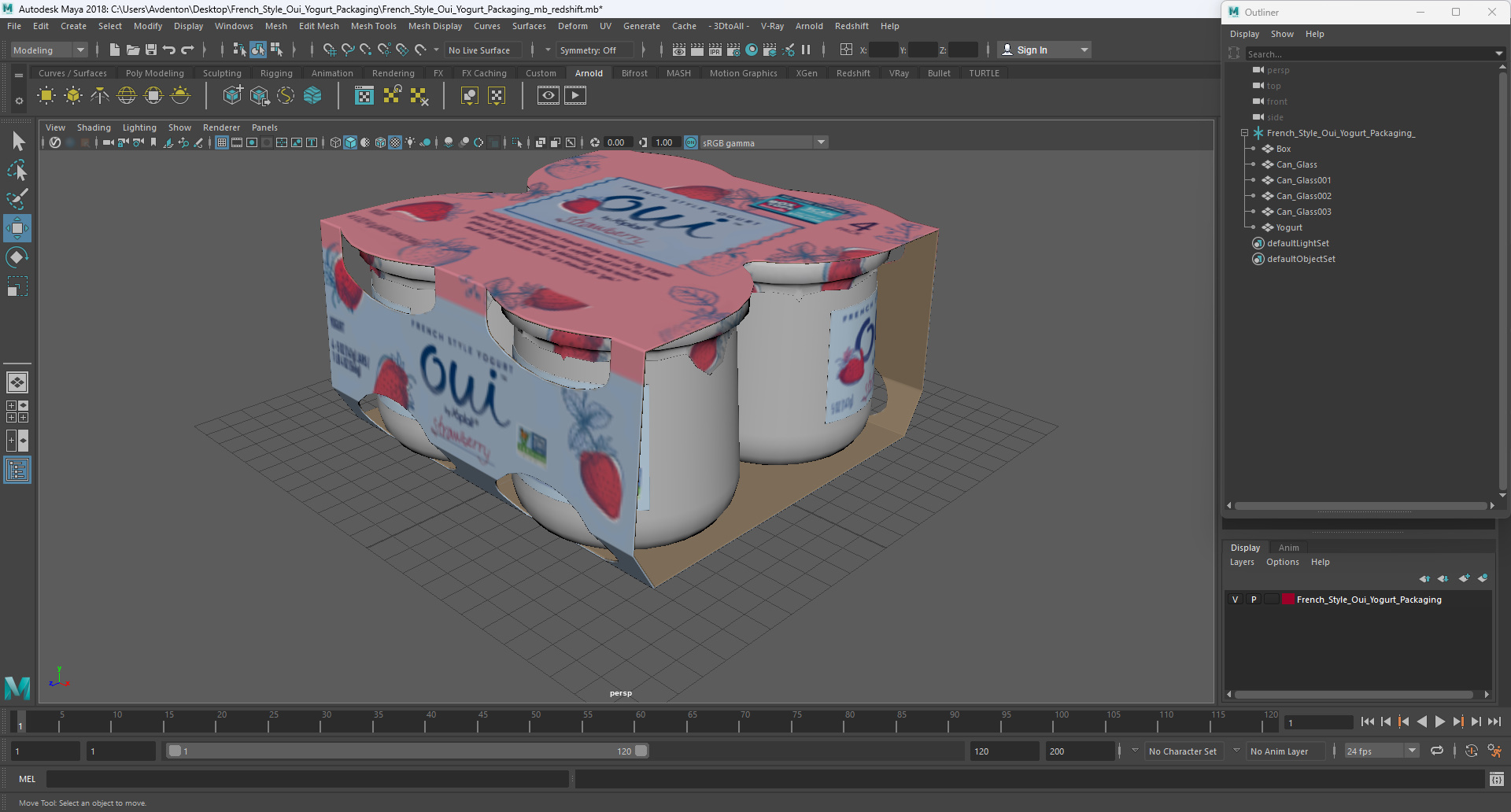 3D French Style Oui Yogurt Packaging model