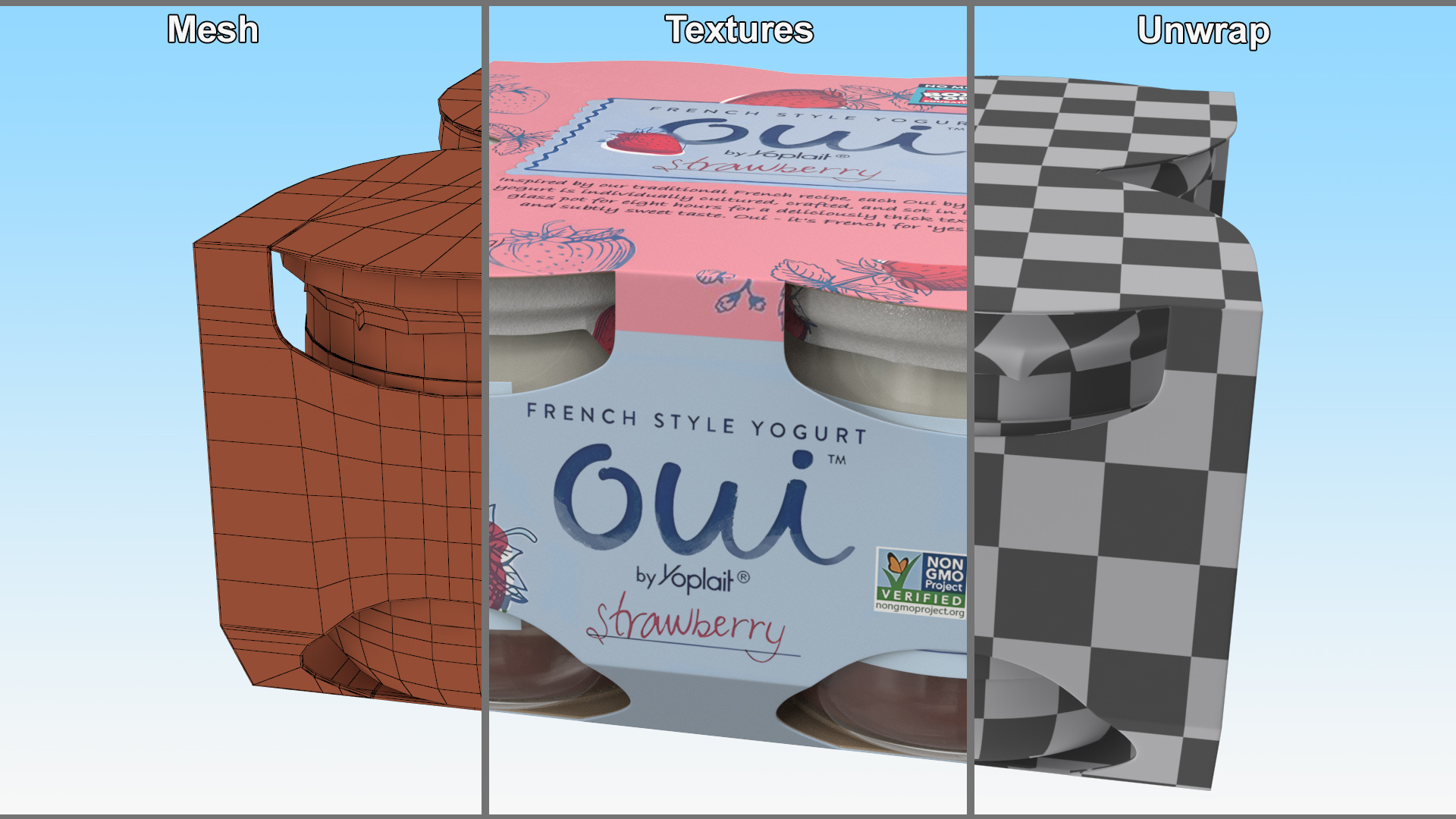 3D French Style Oui Yogurt Packaging model