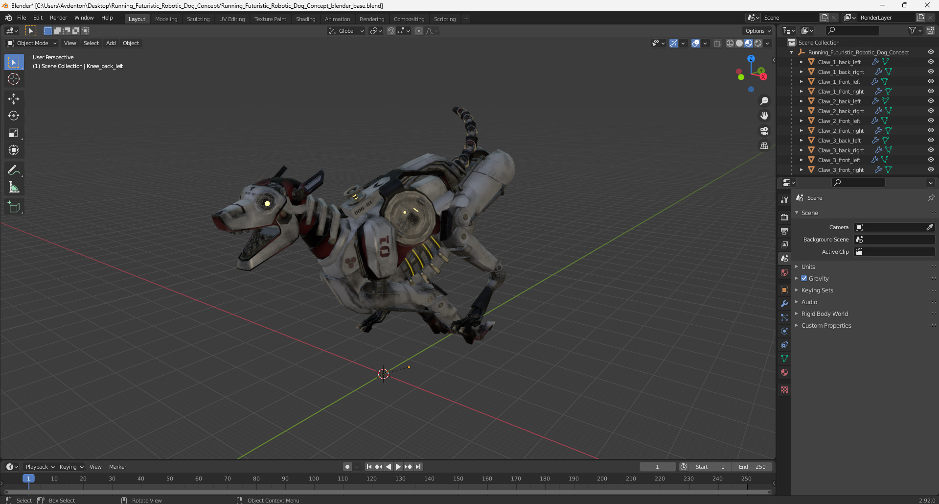3D Running Futuristic Robotic Dog Concept model