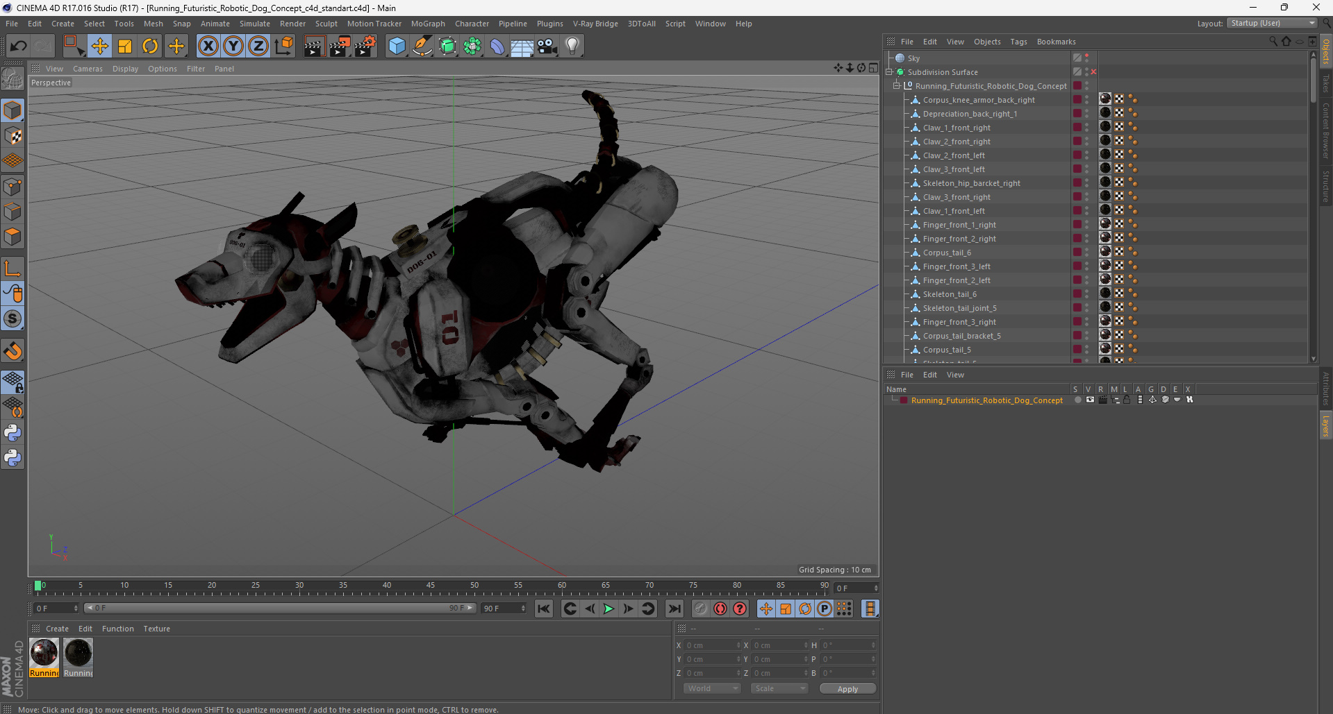 3D Running Futuristic Robotic Dog Concept model