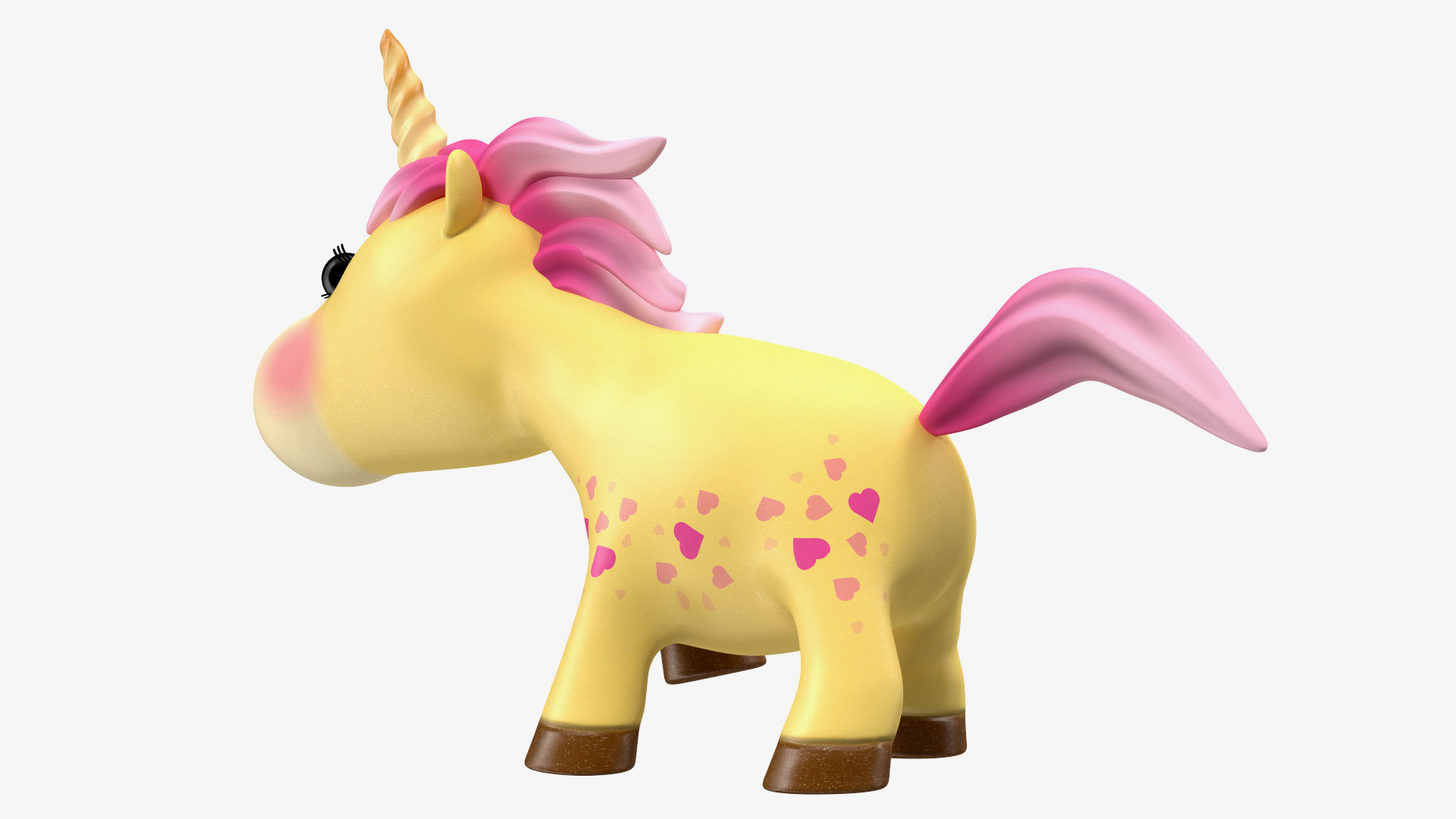 3D model Yellow Cartoon Unicorn Walking Pose