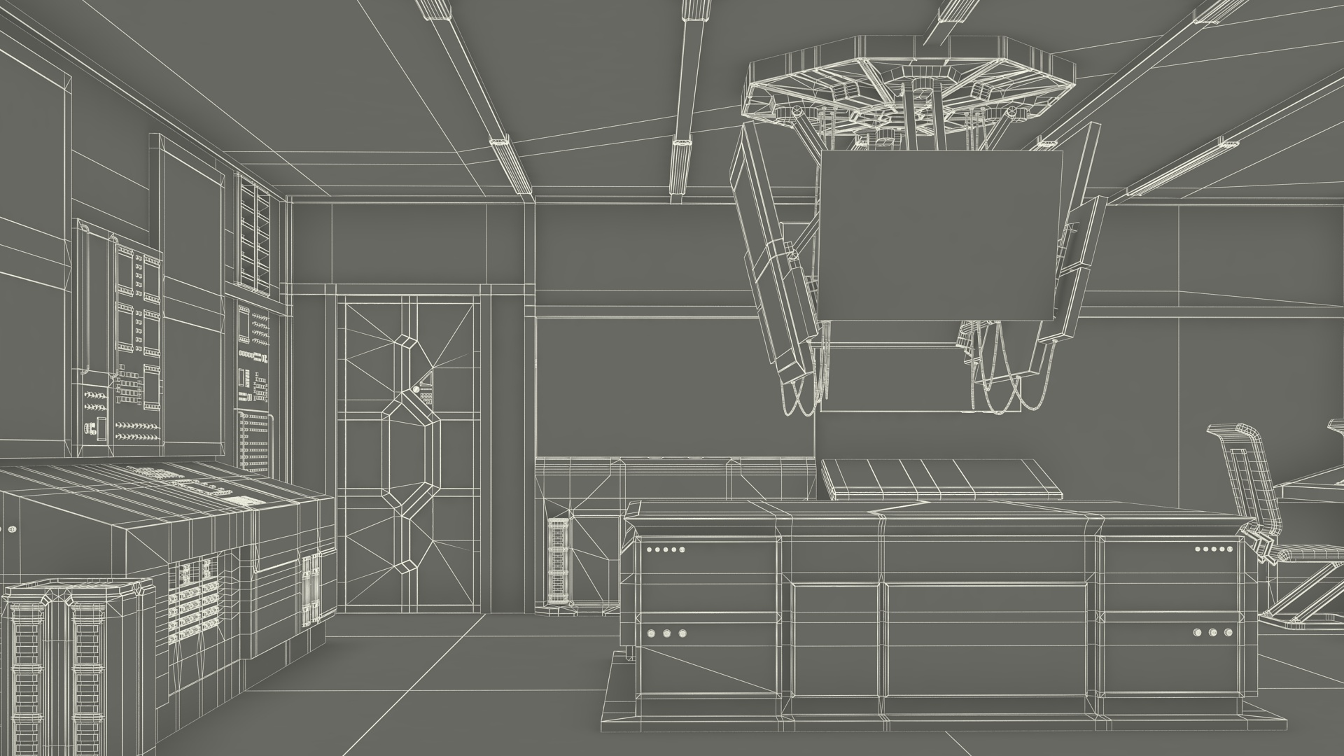 Sci Fi Interior Command Room Red 3D