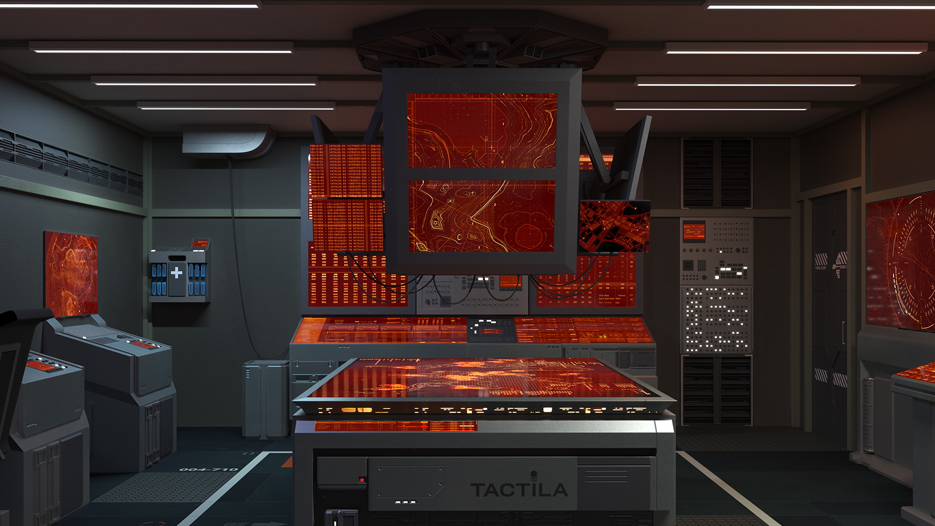 Sci Fi Interior Command Room Red 3D