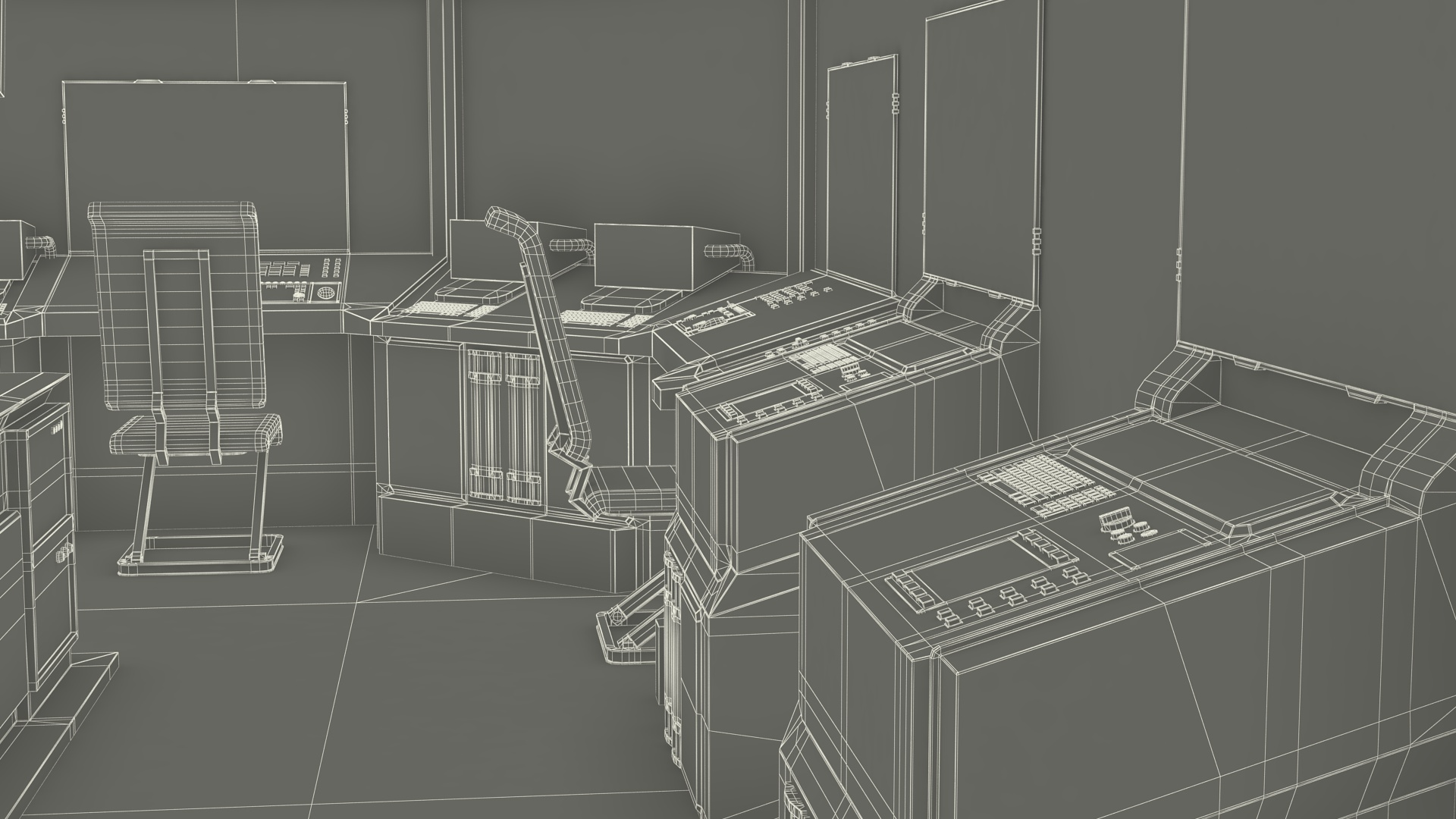 Sci Fi Interior Command Room Red 3D