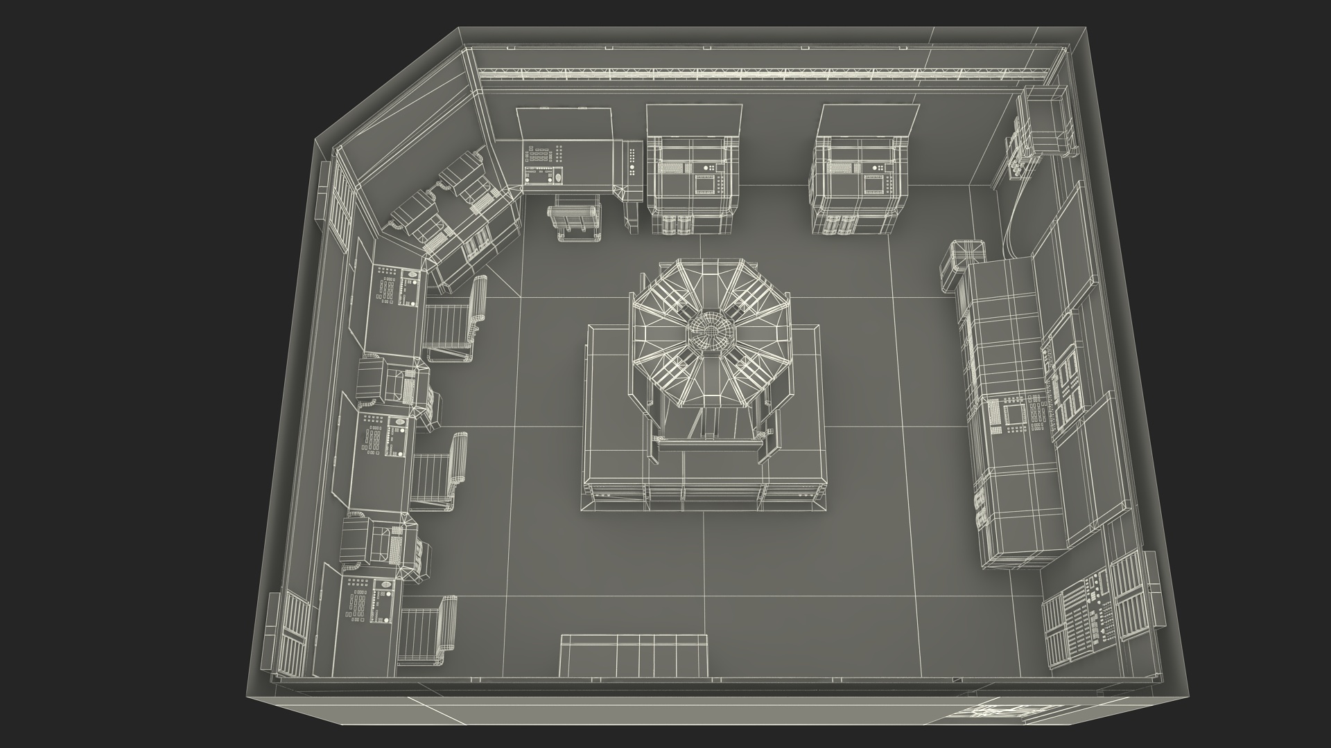Sci Fi Interior Command Room Red 3D
