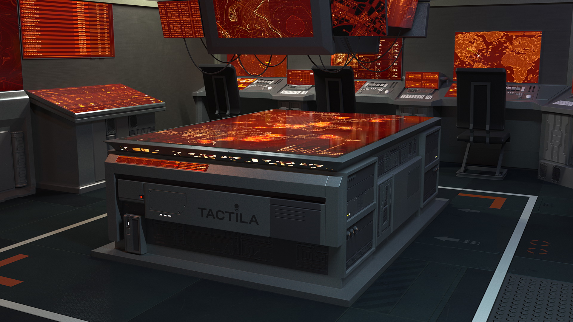 Sci Fi Interior Command Room Red 3D