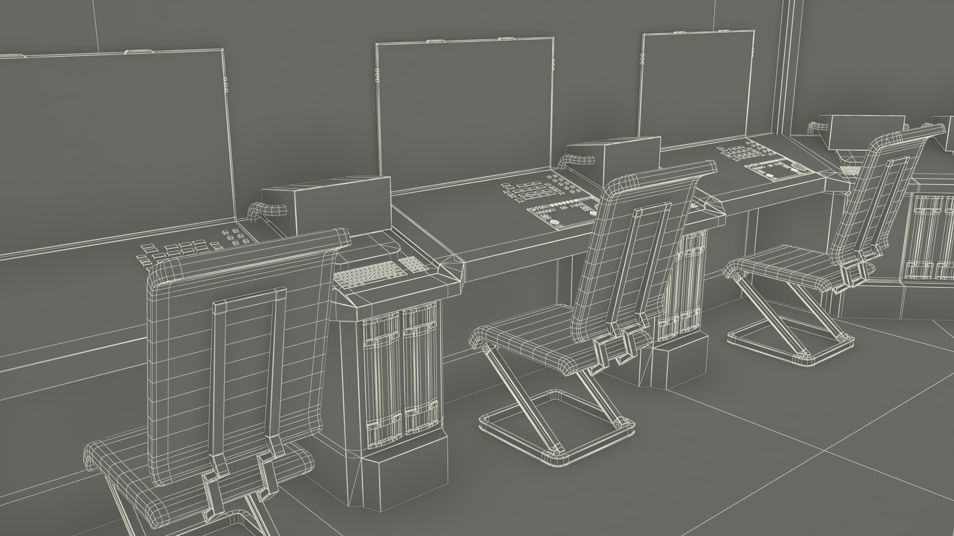 Sci Fi Interior Command Room Red 3D