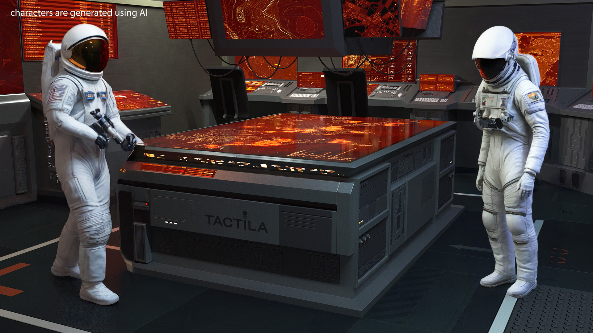Sci Fi Interior Command Room Red 3D