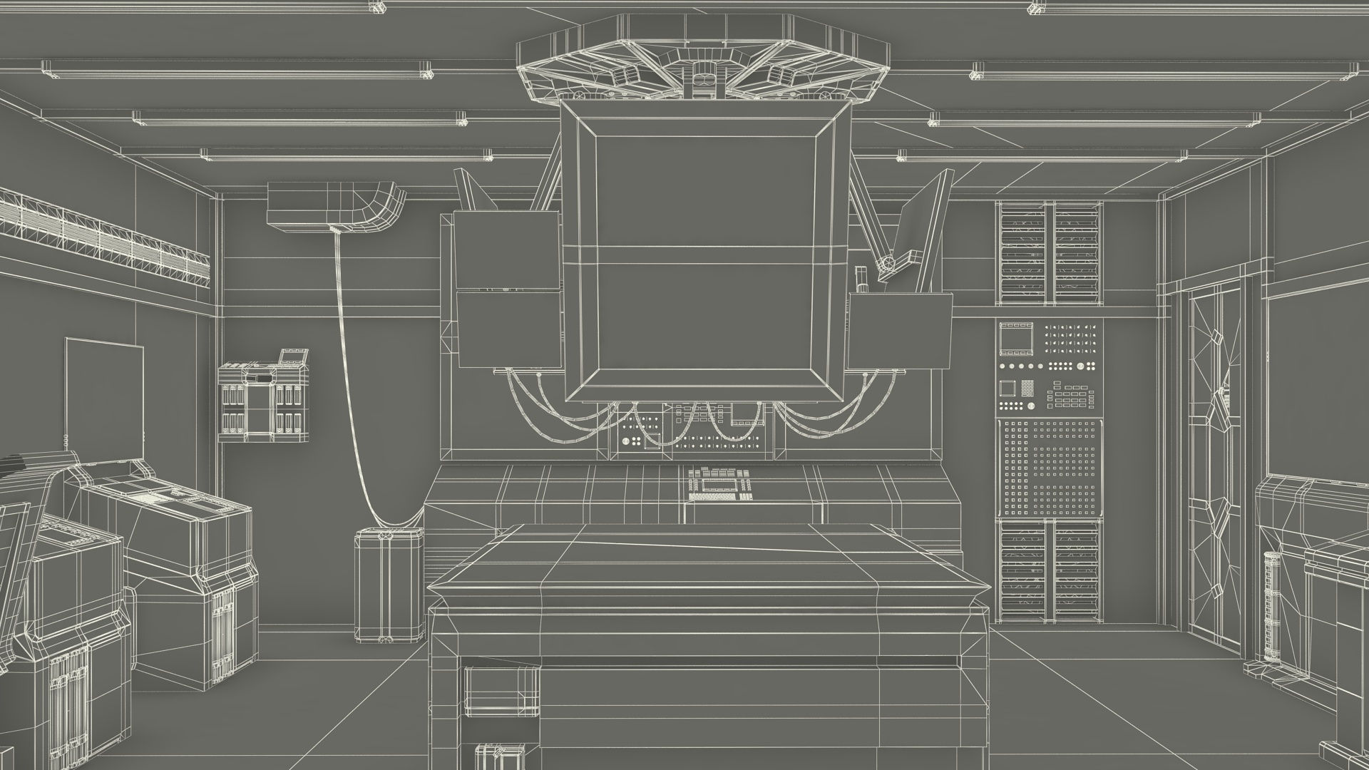 Sci Fi Interior Command Room Red 3D