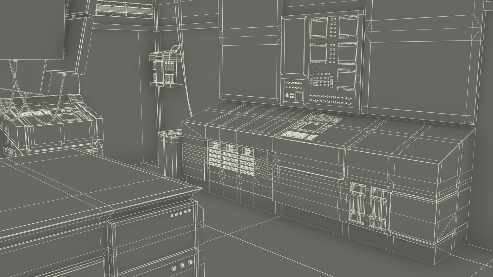Sci Fi Interior Command Room Red 3D