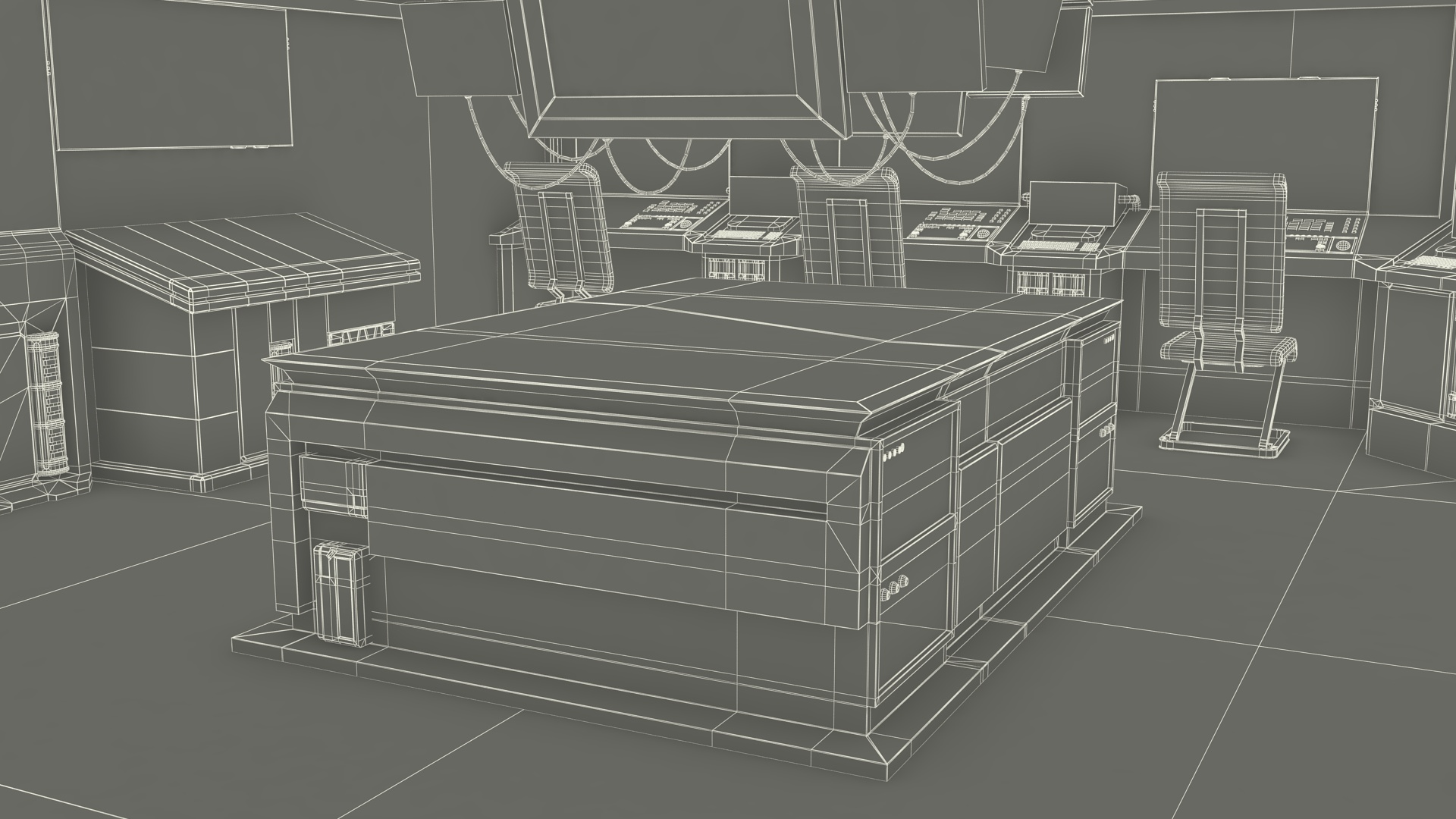 Sci Fi Interior Command Room Red 3D