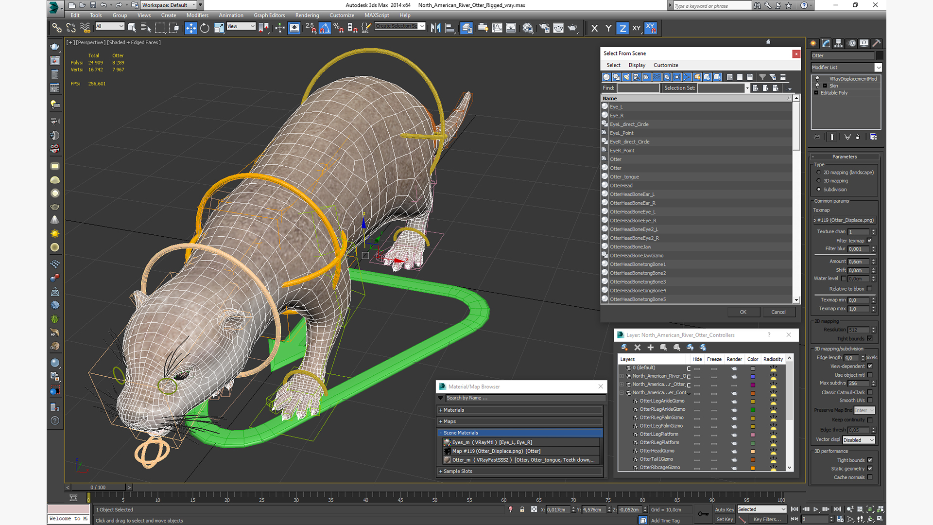 North American River Otter Rigged for Maya 3D